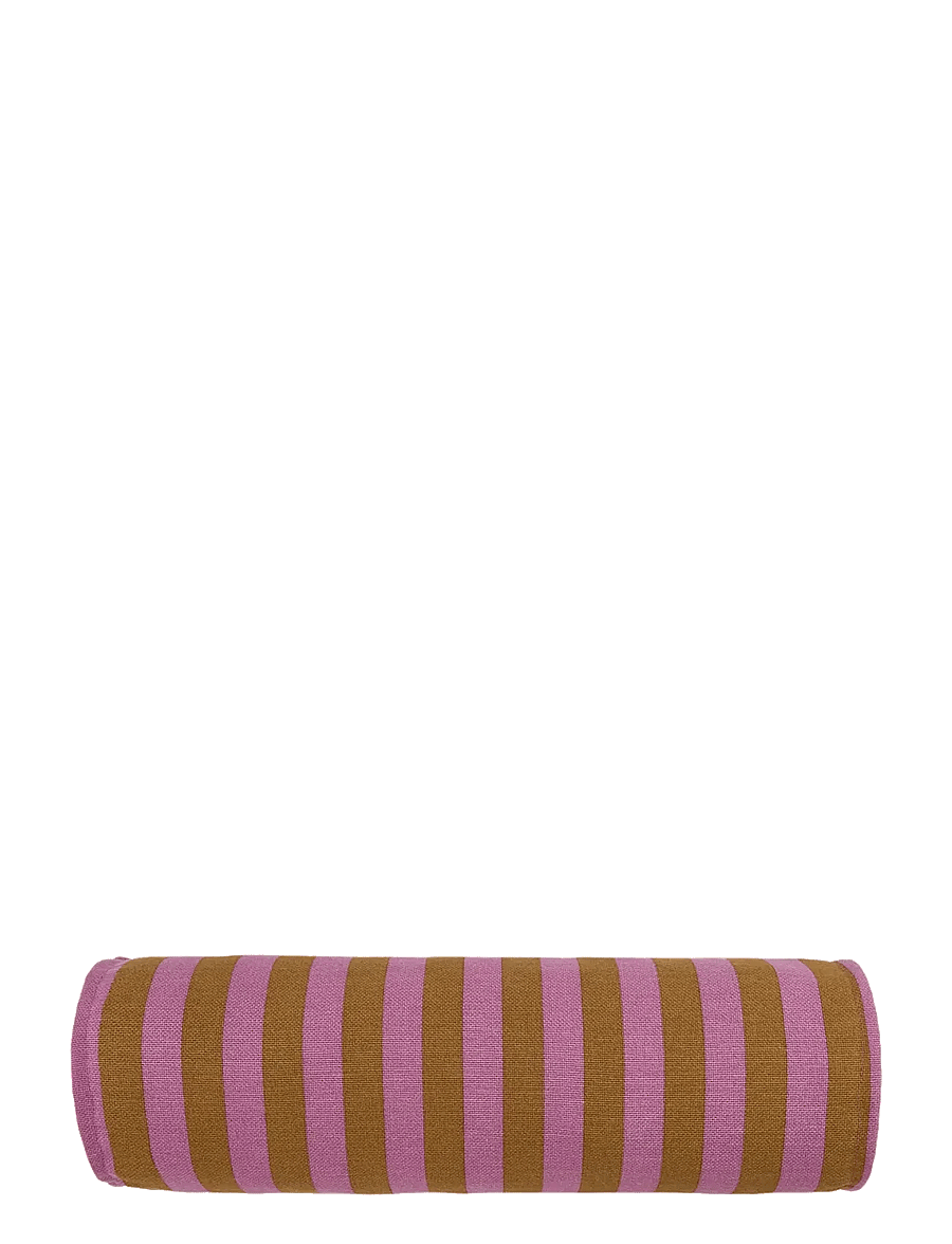 NOBODINOZ - Cylinder cushion Vibes - dekorative kissen - pink curry stripes - 1