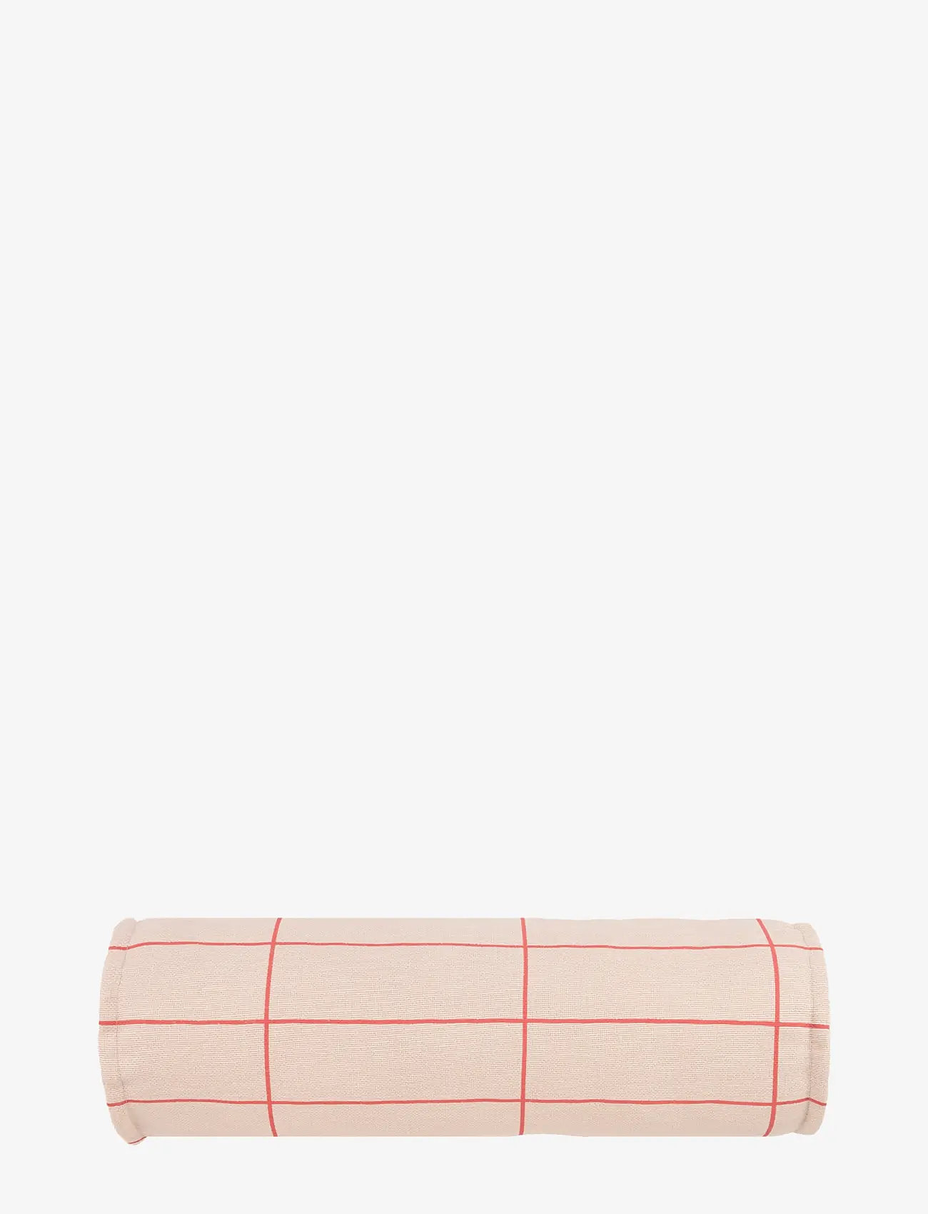 NOBODINOZ - VIBES CYLINDER CUSHION 50X18 - ilupadjad - pink red grid - 1