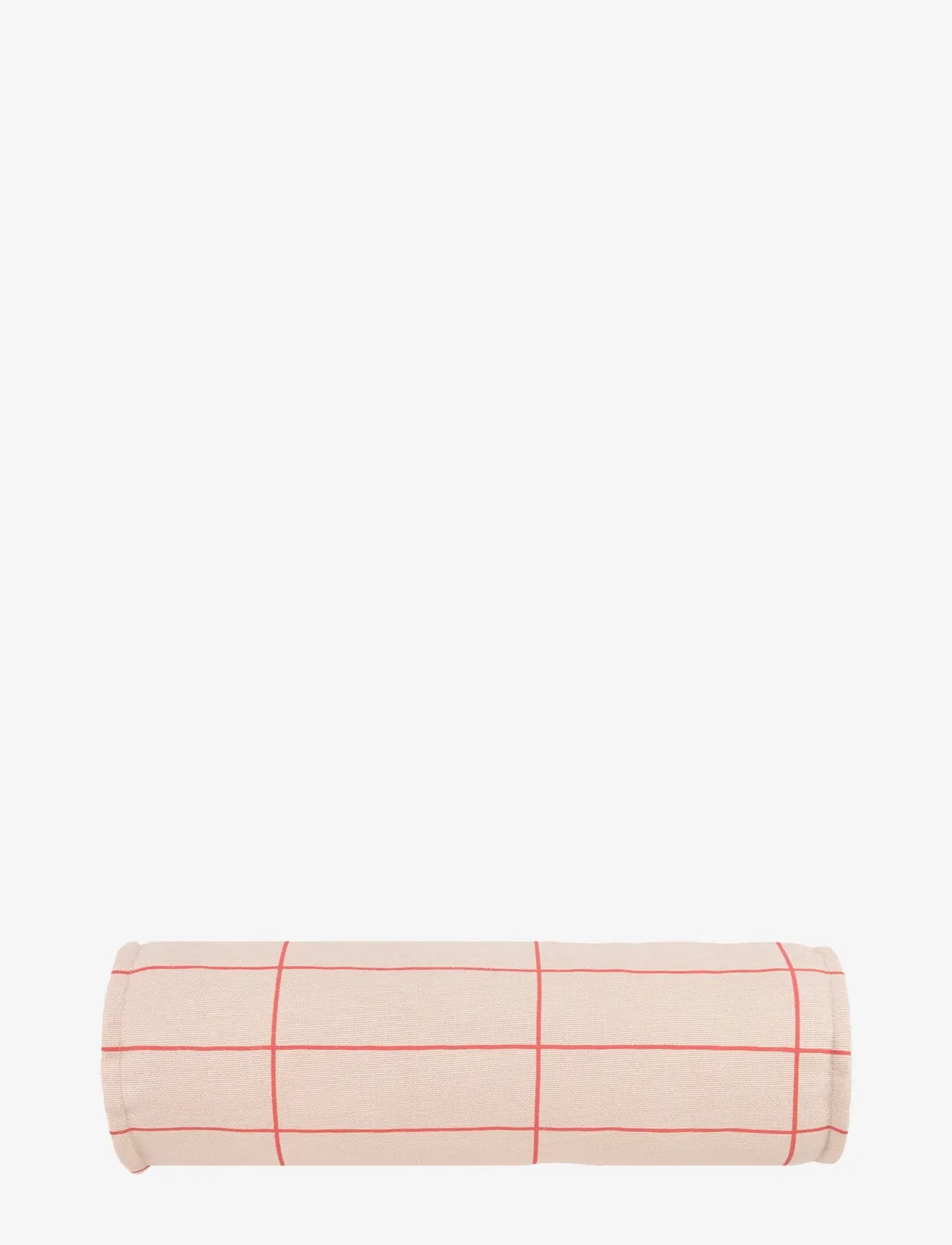 NOBODINOZ - VIBES CYLINDER CUSHION 50X18 - pyntepuder - pink red grid - 1