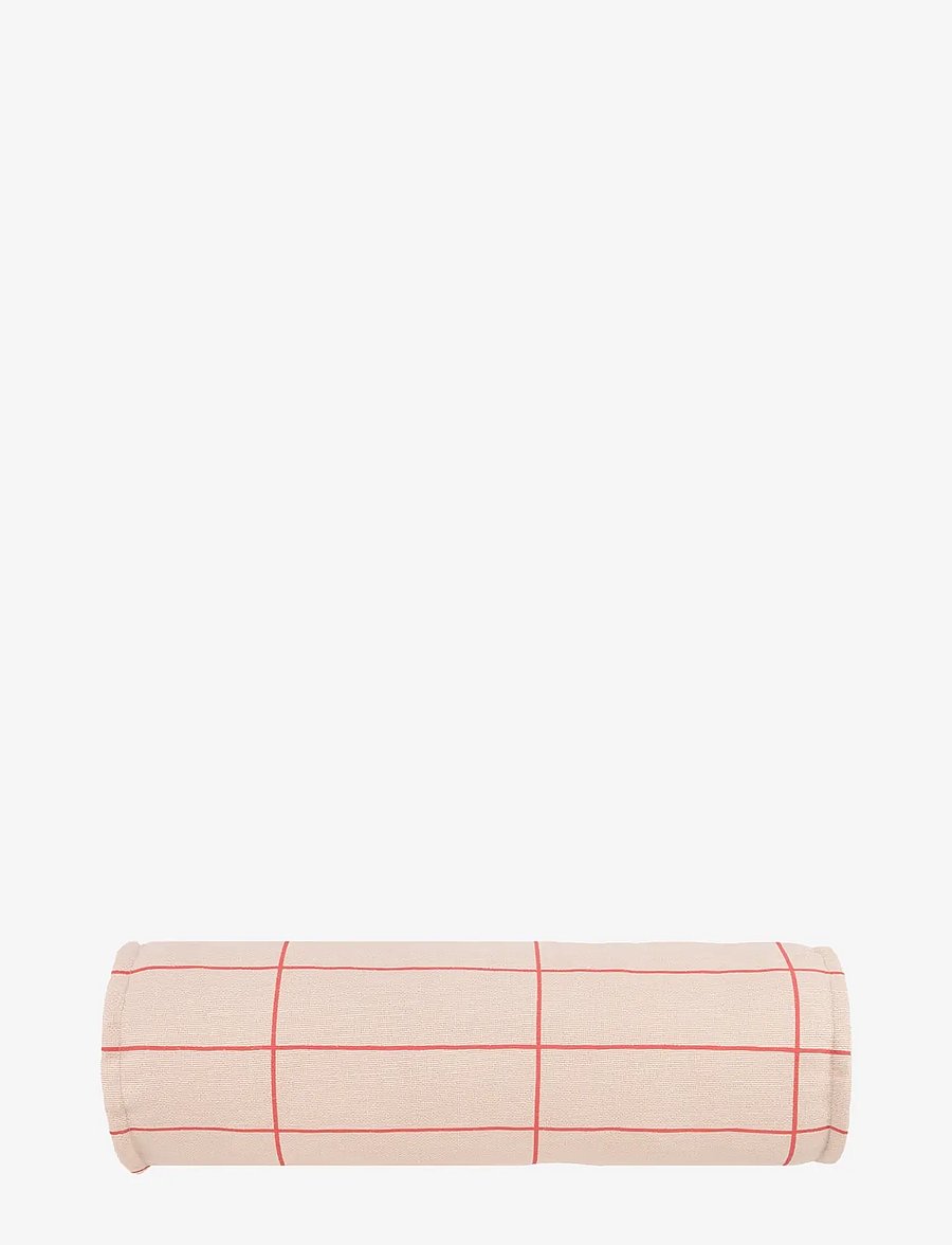 NOBODINOZ - VIBES CYLINDER CUSHION 50X18 - pyntepuder - pink red grid - 1