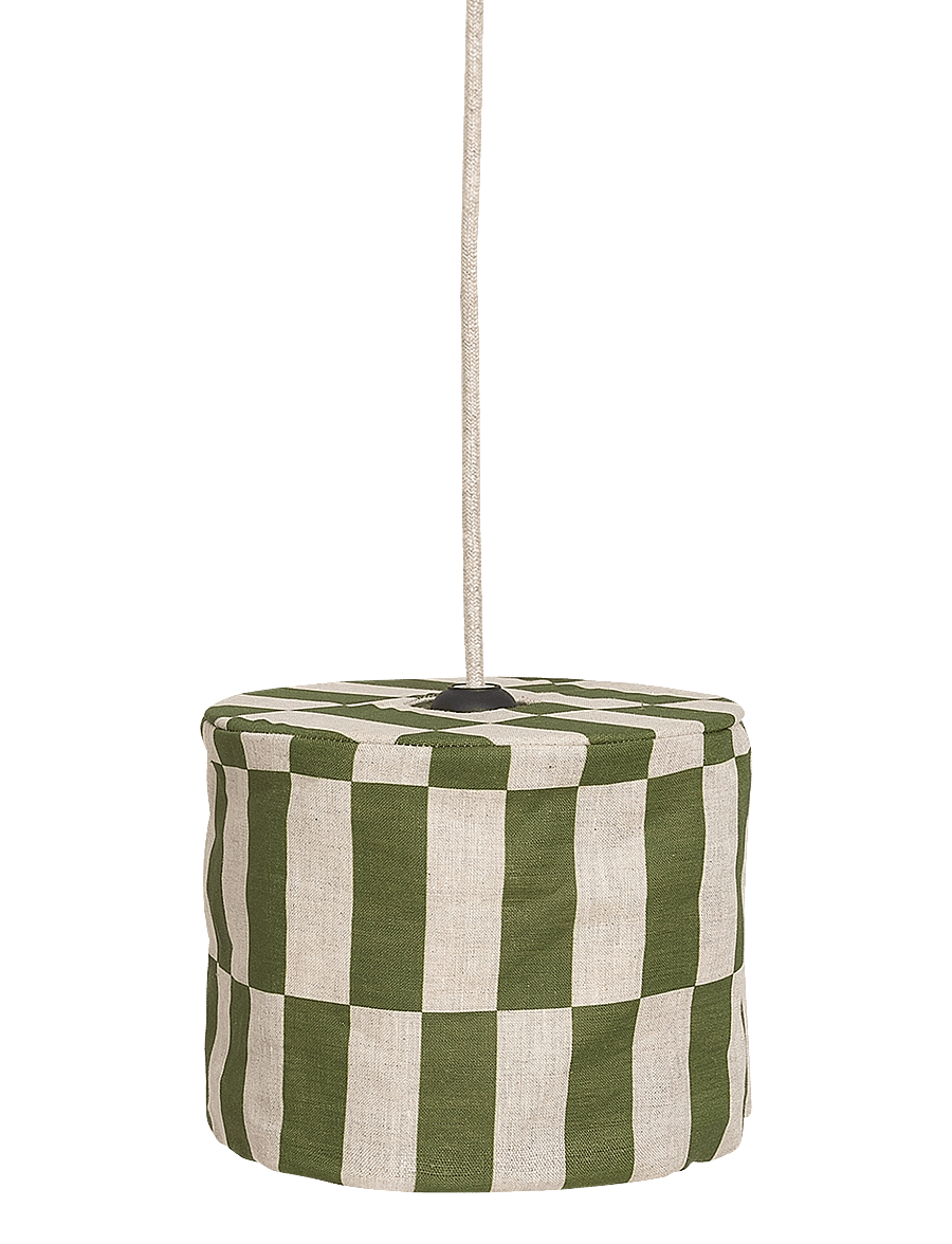NOBODINOZ - VIBES LINEN LAMPSHADE DIAM. 20 CM - laevalgustid - green tiles - 1