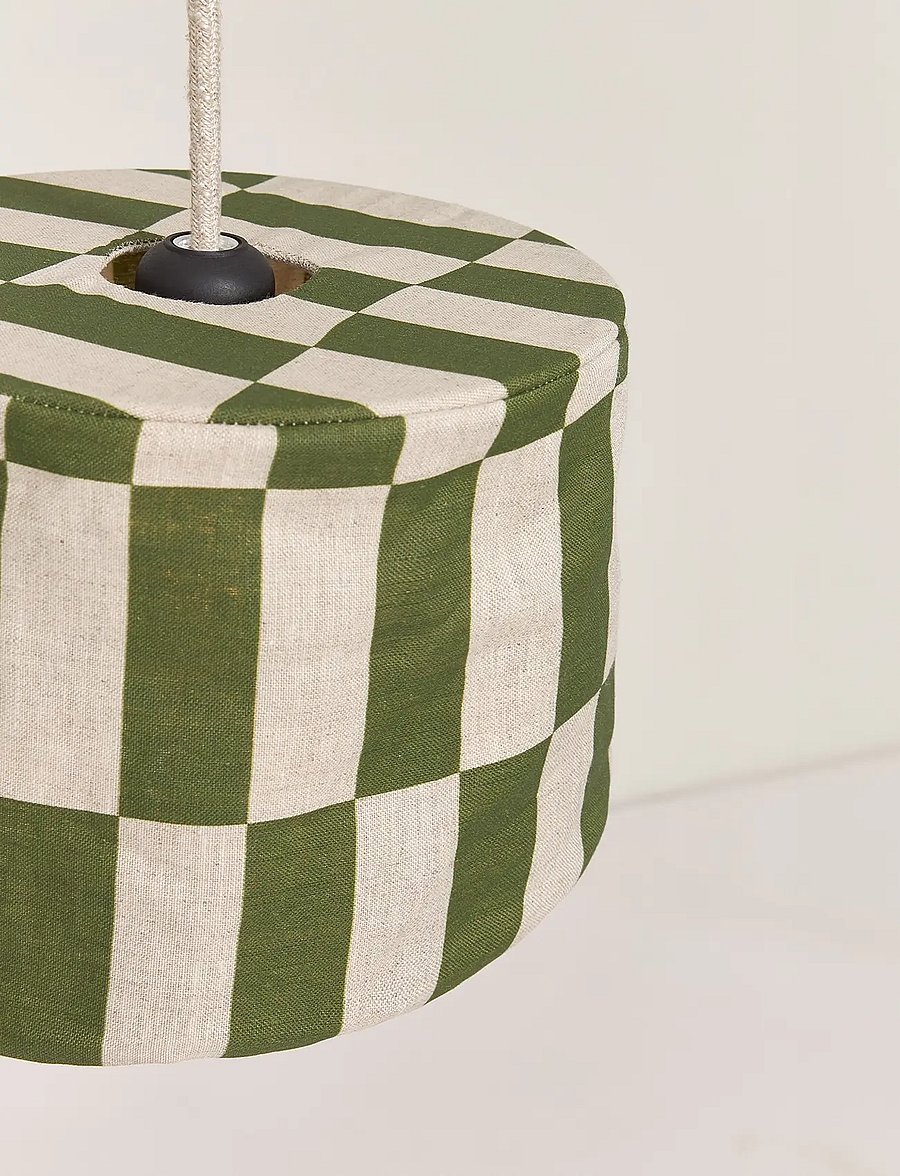 NOBODINOZ - VIBES LINEN LAMPSHADE DIAM. 20 CM - laevalgustid - green tiles - 3