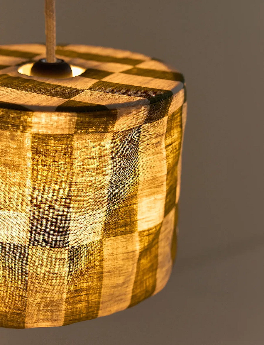 NOBODINOZ - VIBES LINEN LAMPSHADE DIAM. 20 CM - laevalgustid - green tiles - 4