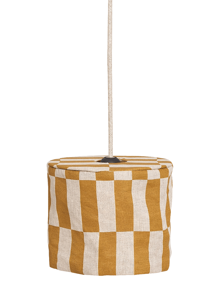 NOBODINOZ - VIBES LINEN LAMPSHADE DIAM. 20 CM - laevalgustid - mustard tiles - 1