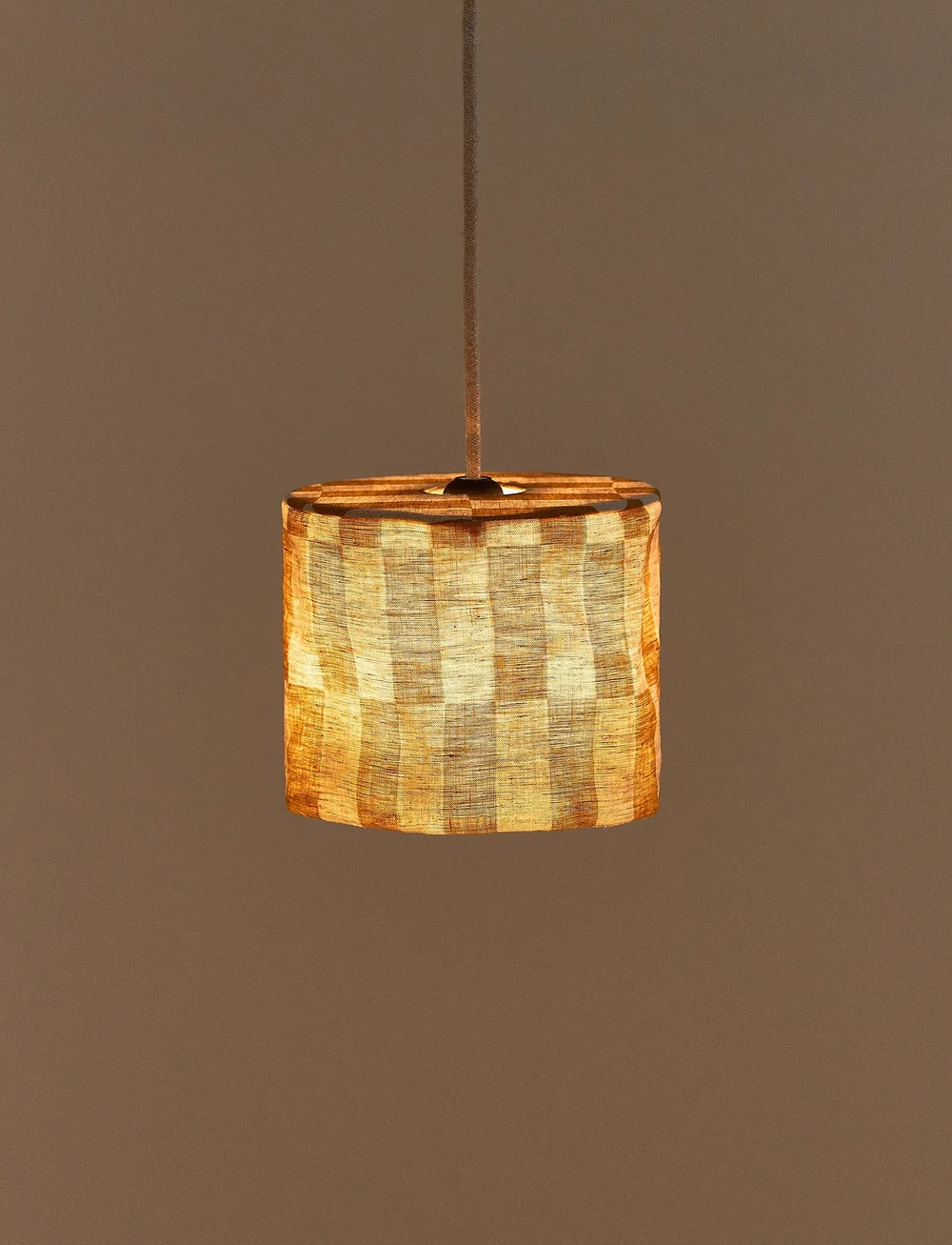 NOBODINOZ - VIBES LINEN LAMPSHADE DIAM. 20 CM - deckenleuchte - mustard tiles - 2