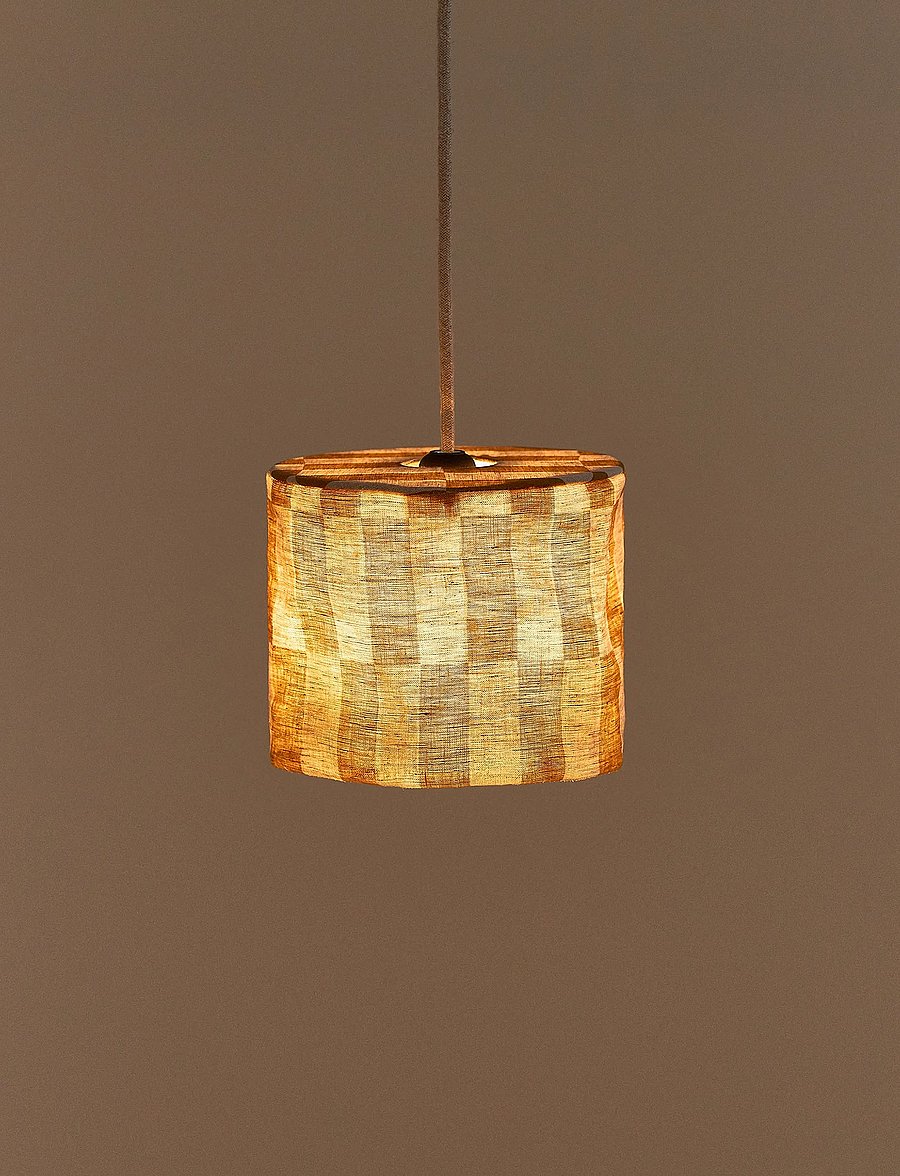 NOBODINOZ - VIBES LINEN LAMPSHADE DIAM. 20 CM - laevalgustid - mustard tiles - 2
