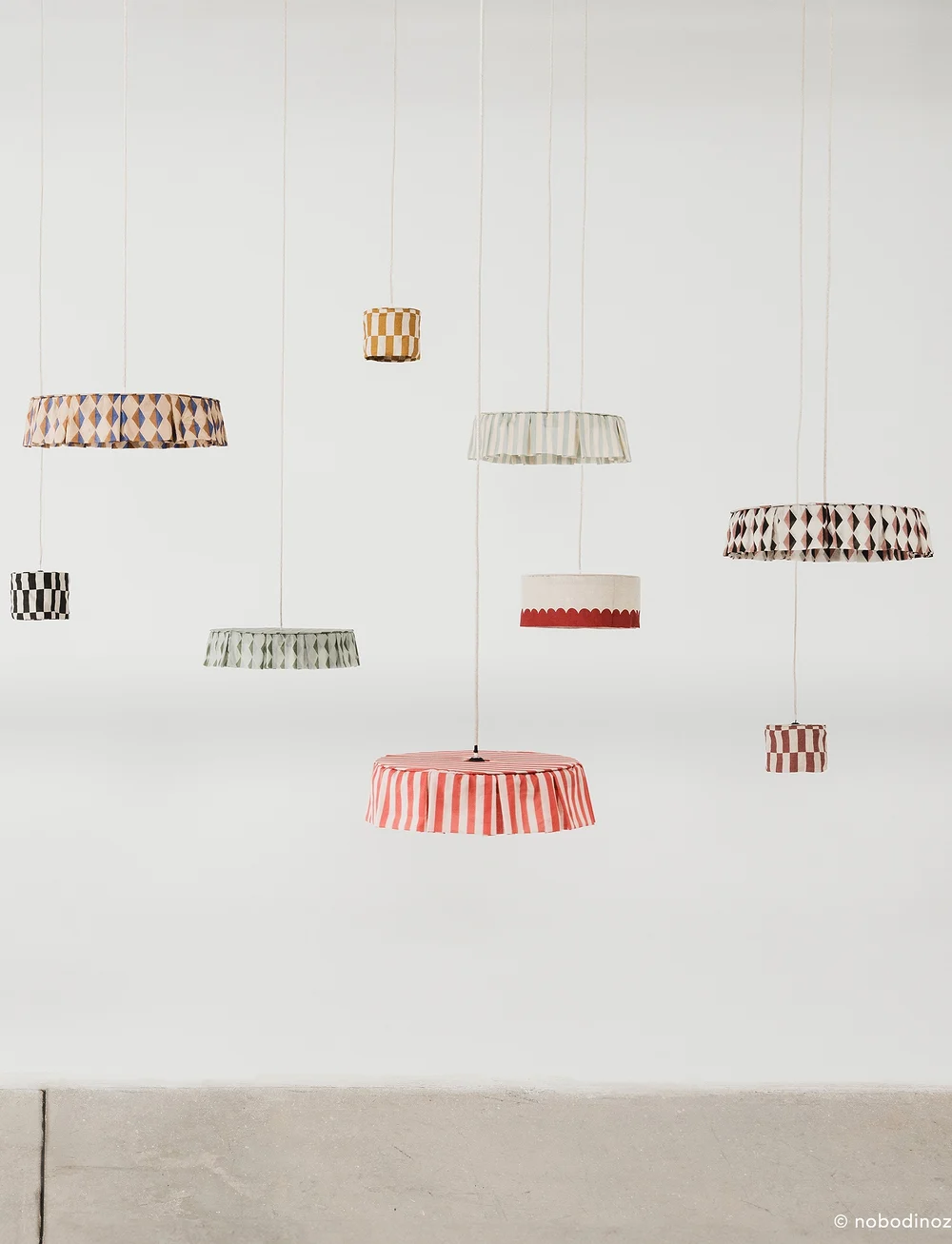 NOBODINOZ - VIBES LINEN LAMPSHADE DIAM. 20 CM - deckenleuchte - mustard tiles - 0