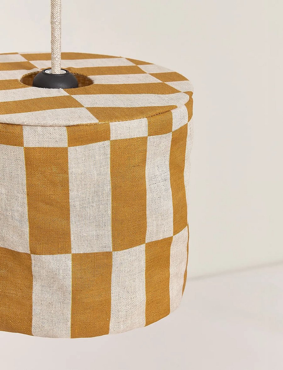 NOBODINOZ - VIBES LINEN LAMPSHADE DIAM. 20 CM - laevalgustid - mustard tiles - 3