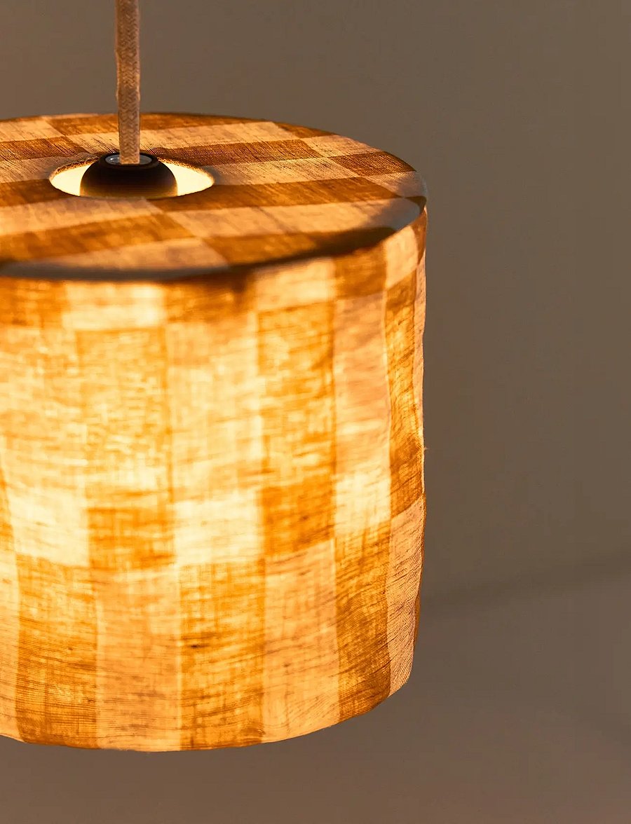 NOBODINOZ - VIBES LINEN LAMPSHADE DIAM. 20 CM - laevalgustid - mustard tiles - 4