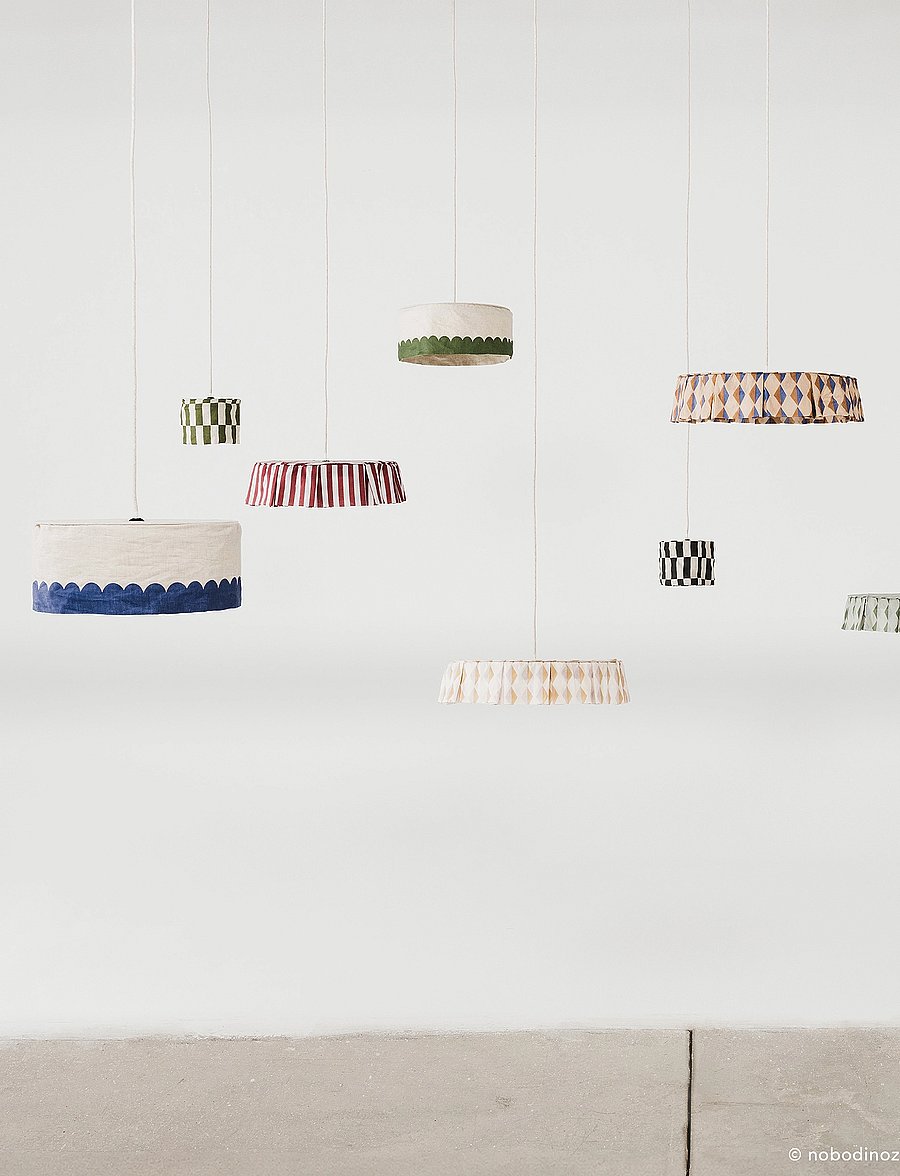NOBODINOZ - VIBES LINEN LAMPSHADE DIAM. 40 CM - laevalgustid - blue - 0