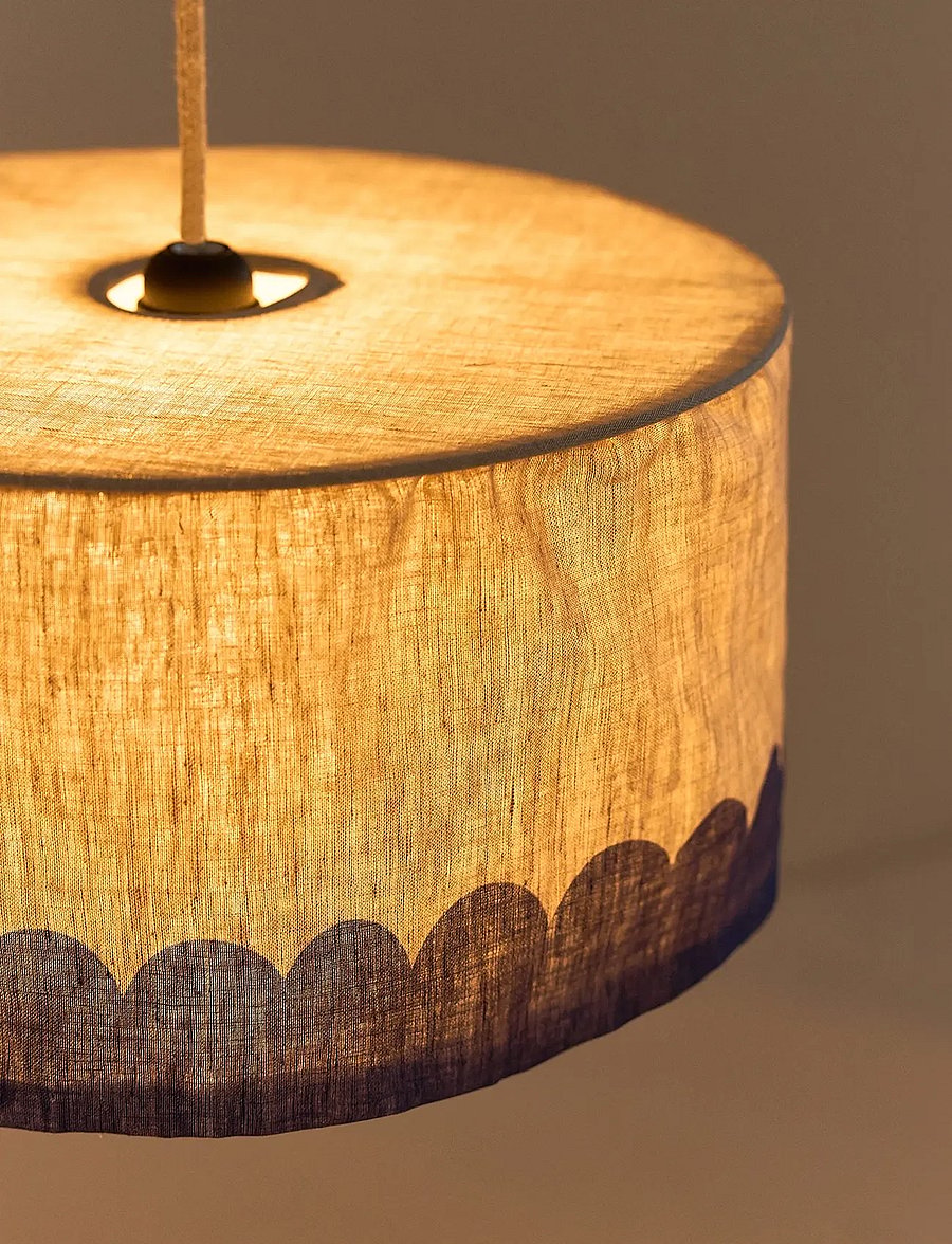 NOBODINOZ - VIBES LINEN LAMPSHADE DIAM. 40 CM - laevalgustid - blue - 4