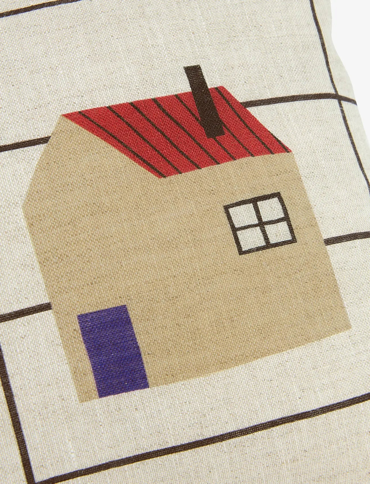 NOBODINOZ - VIBES RECT. CUSHION LINEN 33X22 S - pynteputer - black grid home - 1