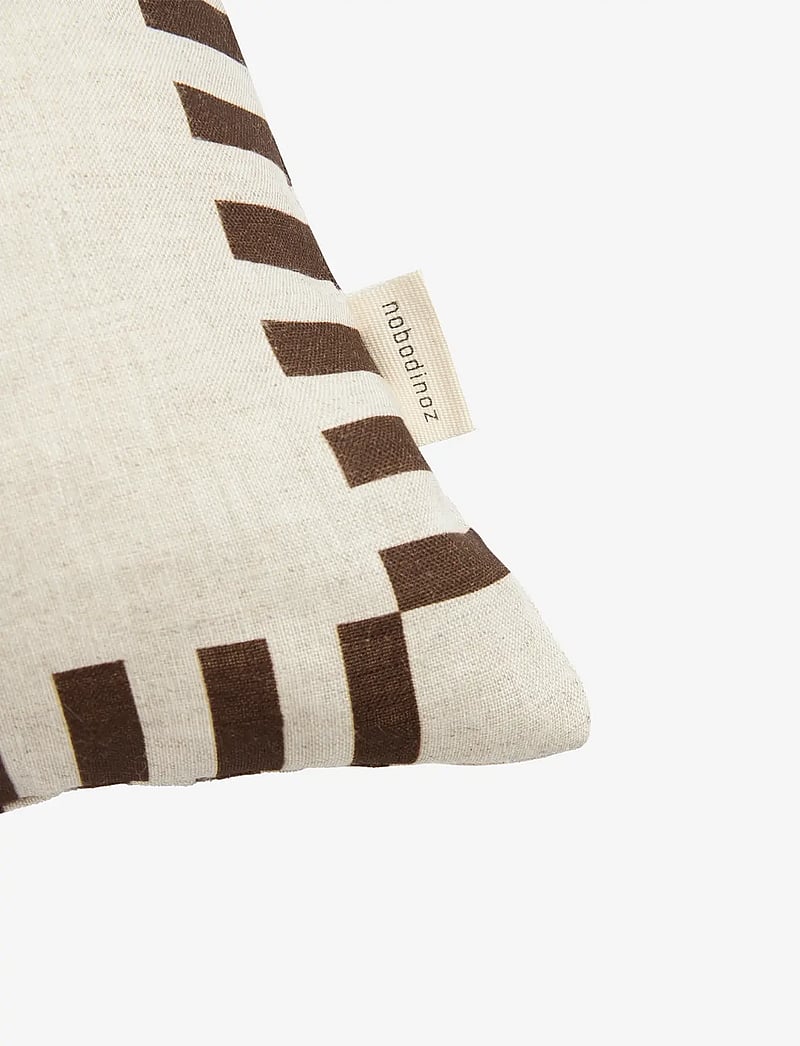 NOBODINOZ - VIBES SQUARE CUSHION LINEN 40X40 - dekorative kissen - charcoal stripes horse - 2