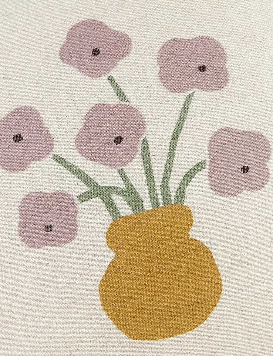 NOBODINOZ - VIBES SQUARE CUSHION LINEN 40X40 - ilupadjad - lilac checks flowers - 1