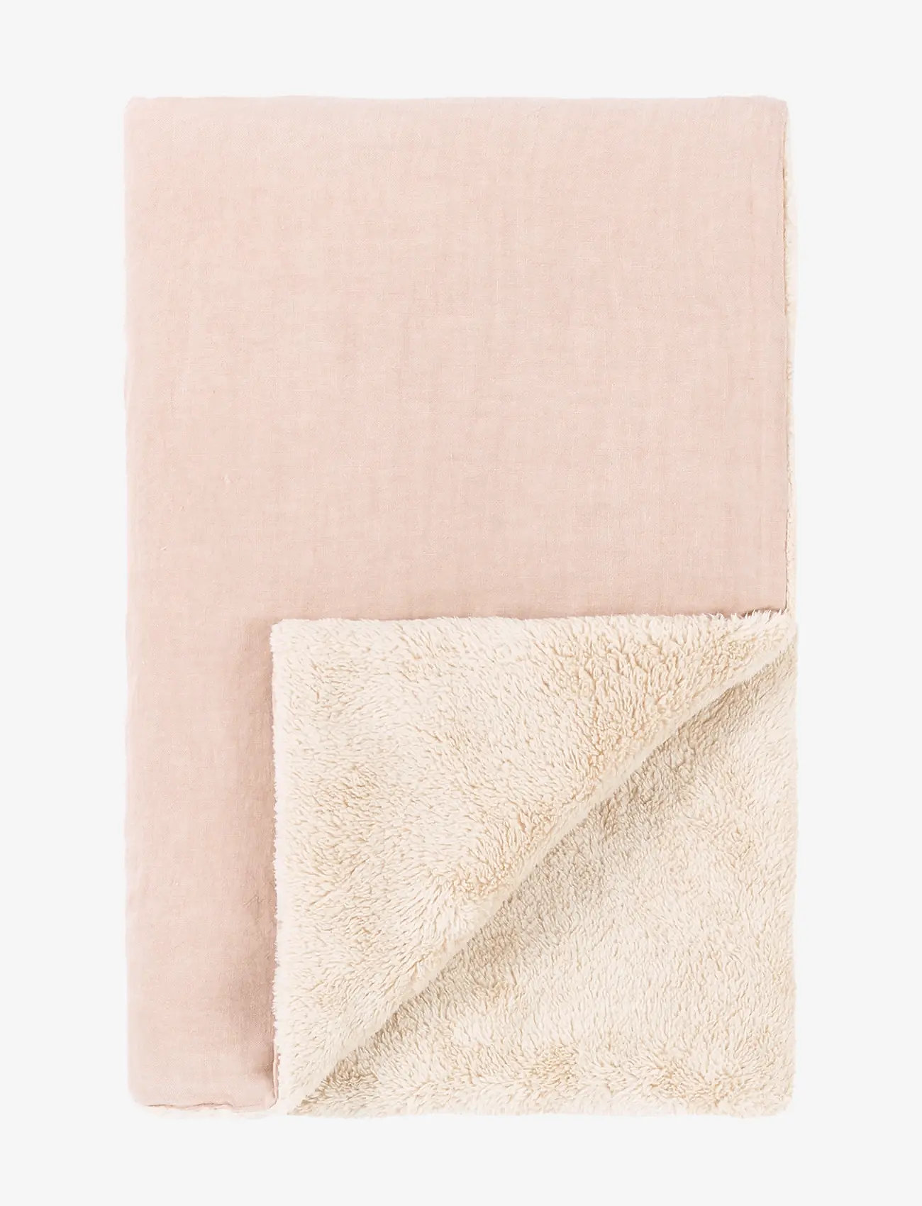 NOBODINOZ - Embroidered winter blanket L1N0 in French linen - babyfiltar - mauve pink - 1
