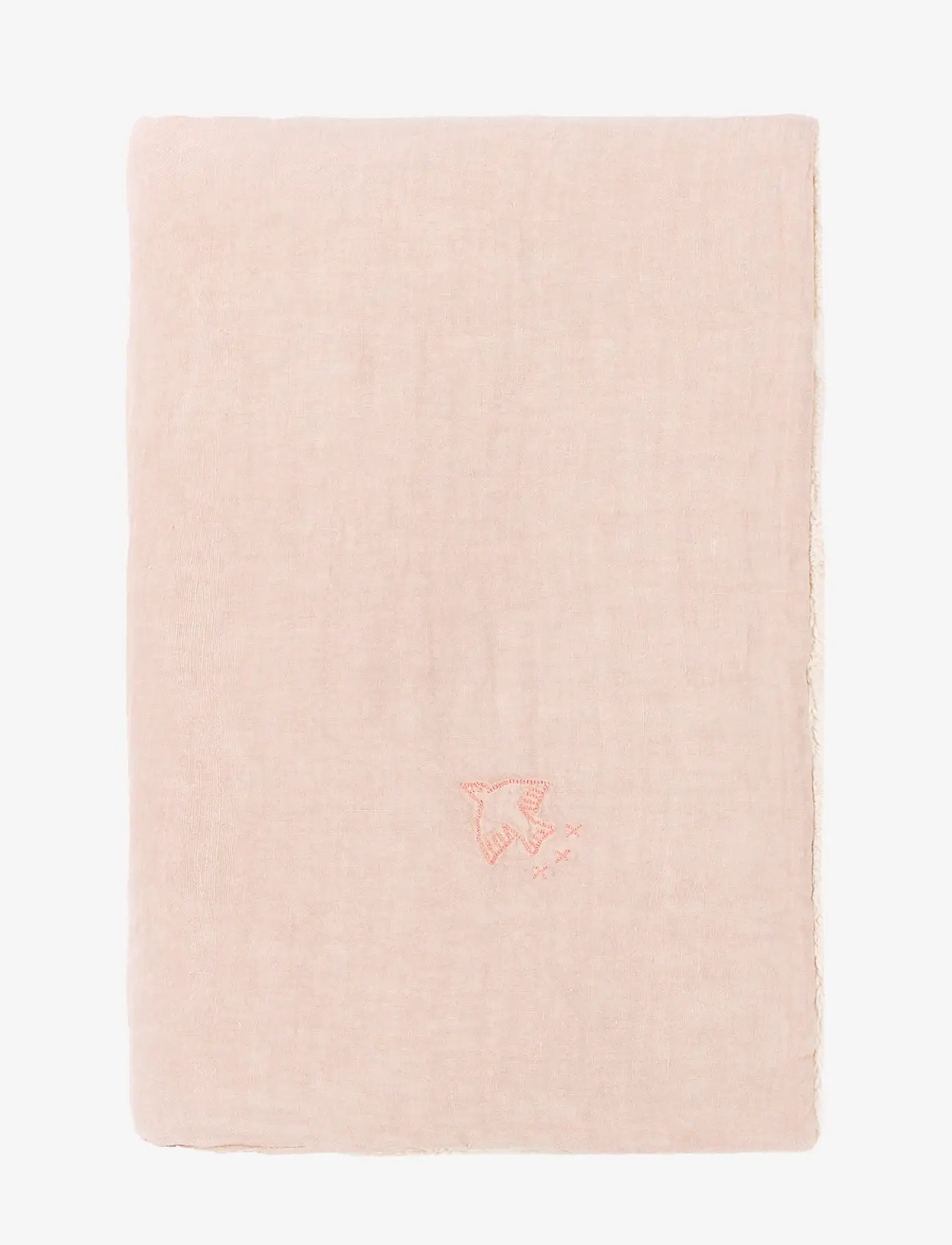 NOBODINOZ - Embroidered winter blanket L1N0 in French linen - babyfiltar - mauve pink - 2