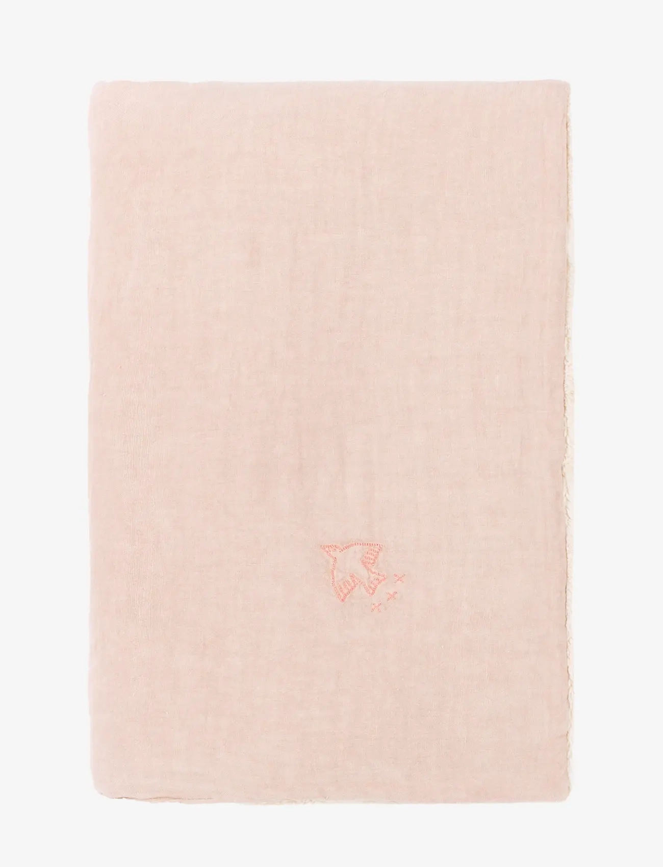 NOBODINOZ - Embroidered winter blanket L1N0 in French linen - couvertures pour bébé - mauve pink - 2