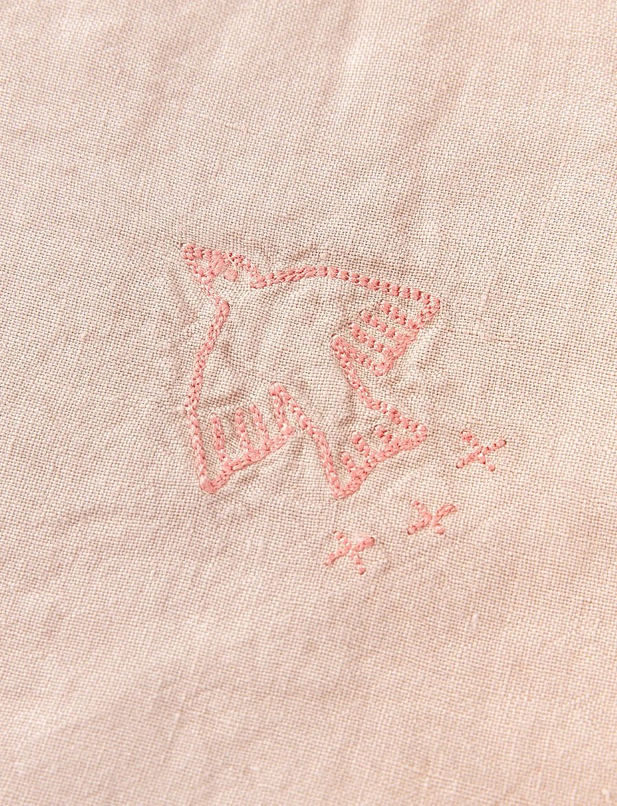 NOBODINOZ - Embroidered winter blanket L1N0 in French linen - couvertures pour bébé - mauve pink - 3