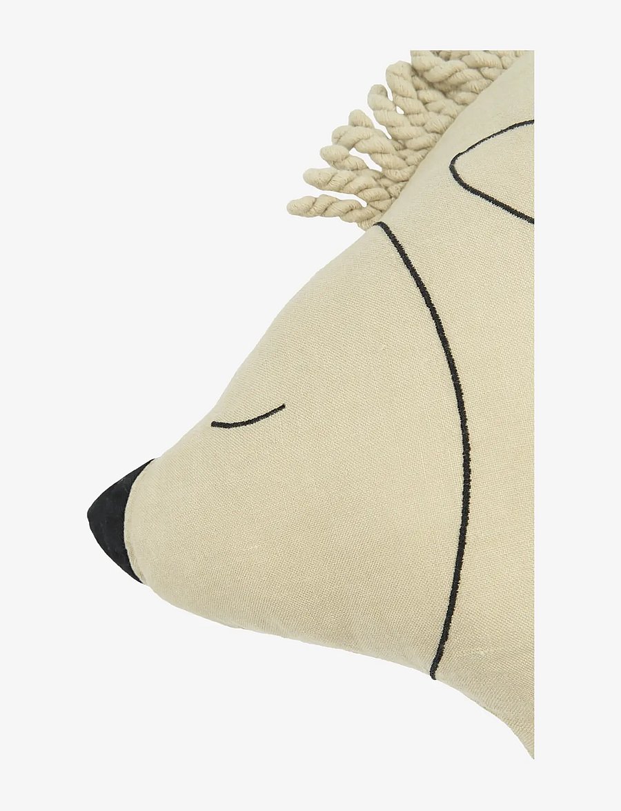 NOBODINOZ - Cushion in washed French linen L1N0 - Enzo the hedgehog - dekorative kissen - green tea - 1