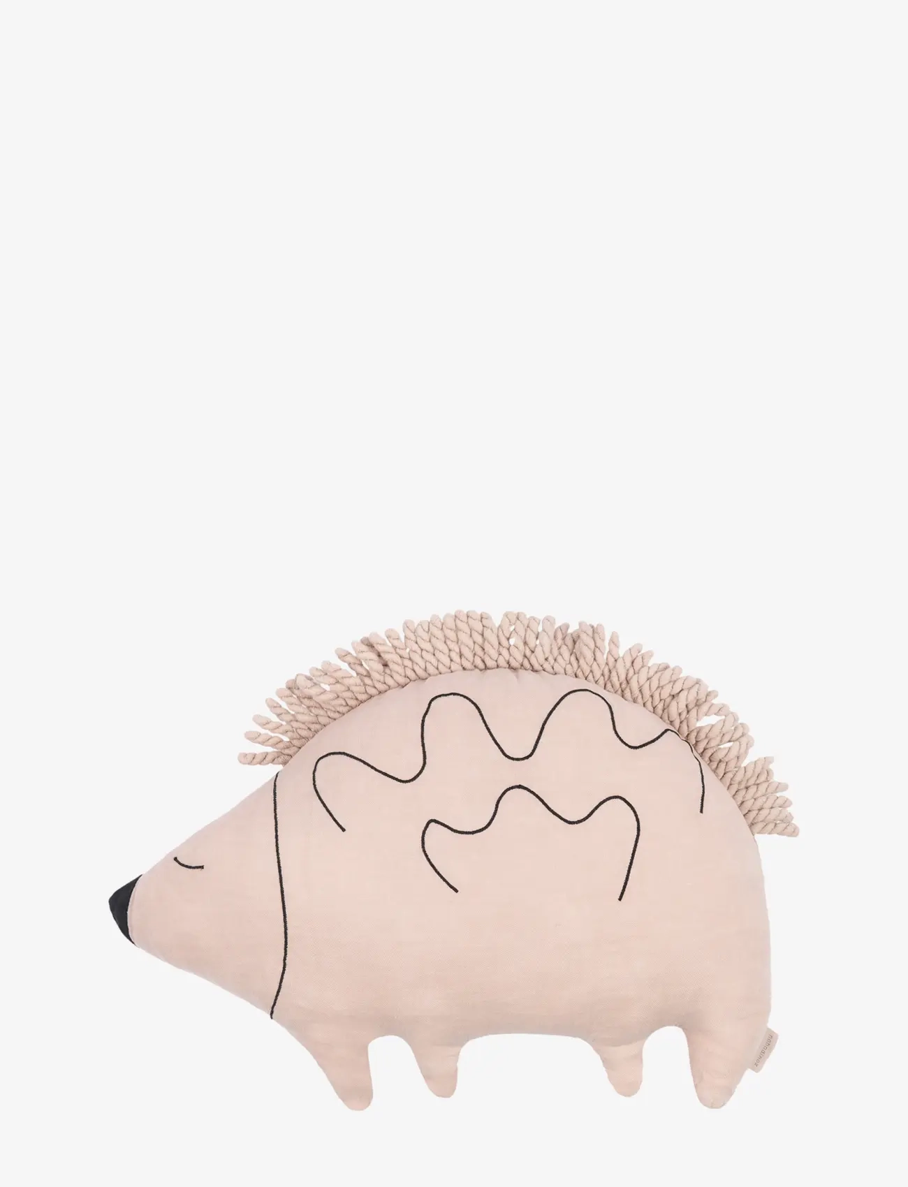 NOBODINOZ Cushion In Washed French Linen L1N0 Enzo The Hedgehog, One Size, Kids Decor, Rosa - Cushions, Kinder
