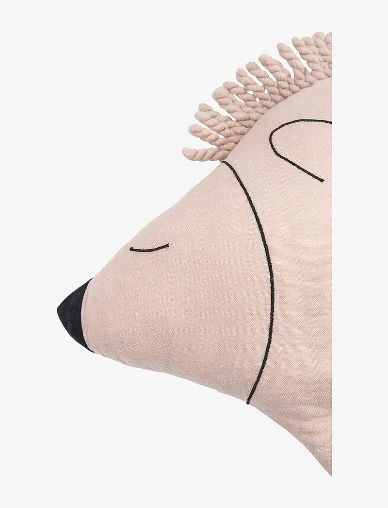 NOBODINOZ - Cushion in washed French linen L1N0 - Enzo the hedgehog - dekorative kissen - mauve pink - 1
