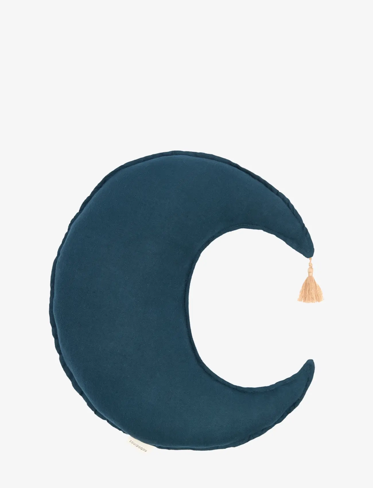 NOBODINOZ Moon cushion in washed French linen L1N0 - Sisustus - DEEP BLUE / blue