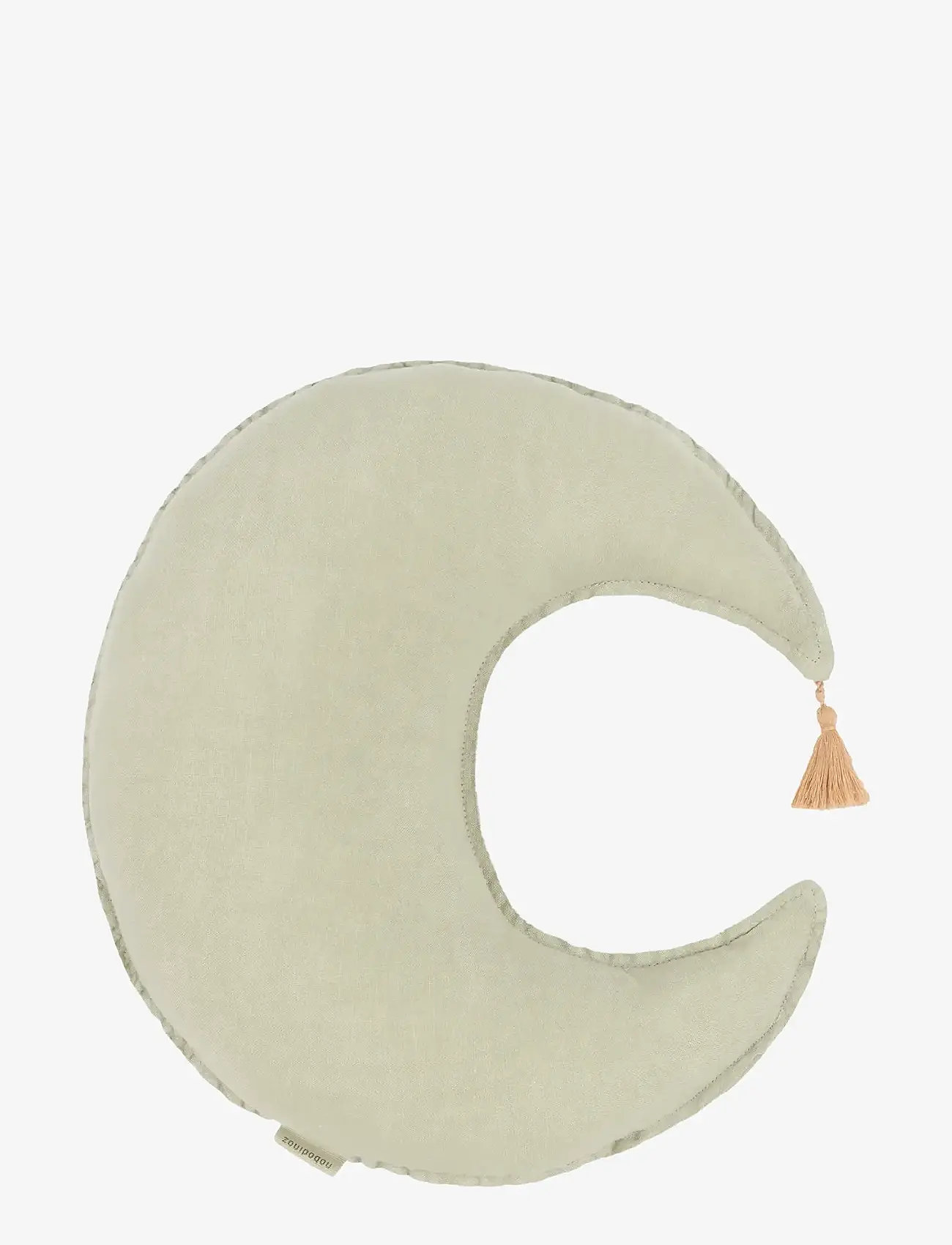 NOBODINOZ - Moon cushion L1N0 in washed French linen - throw pillows - green matcha - 0