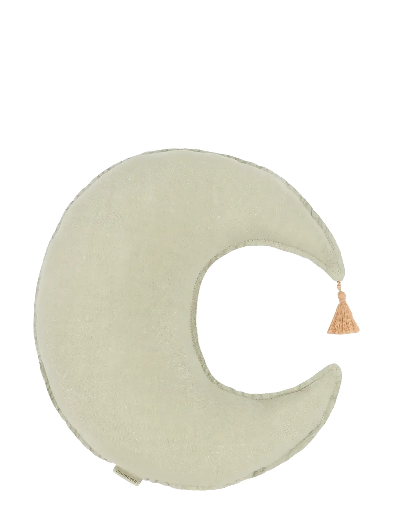 NOBODINOZ Moon cushion in washed French linen L1N0 - Dekoravimui - GREEN MATCHA / khaki/green