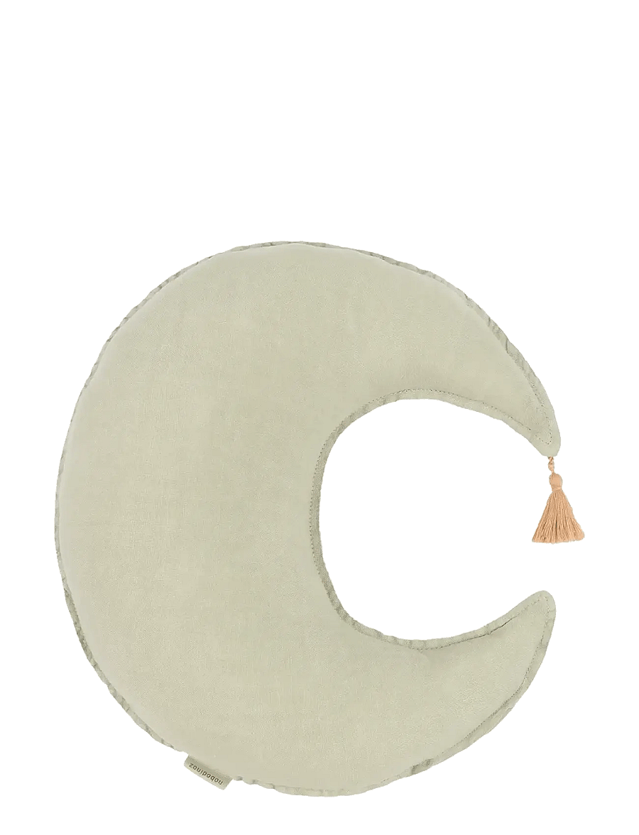 NOBODINOZ - Moon cushion in washed French linen L1N0 - dekorative kissen - green matcha - 0