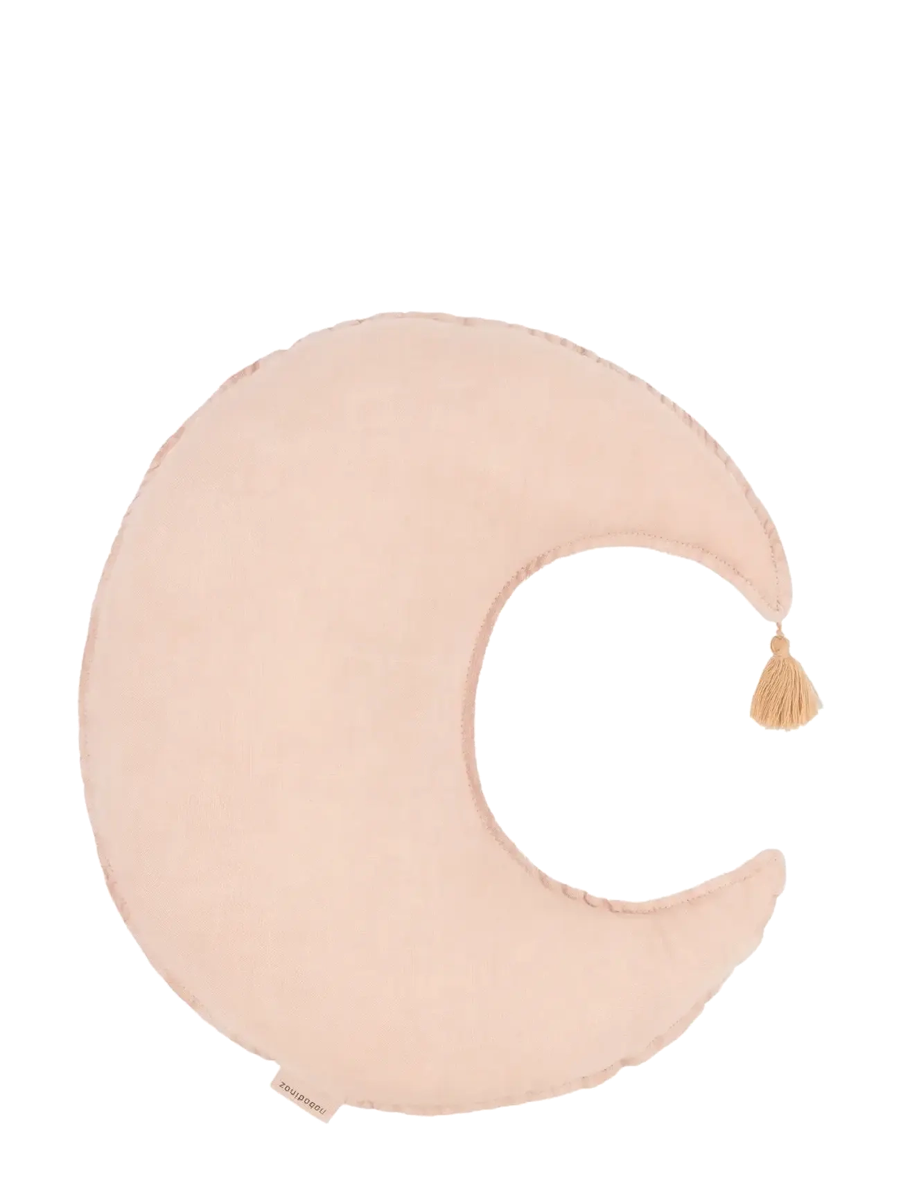 Moon cushion L1N0 in washed French linen - POWDER PINK