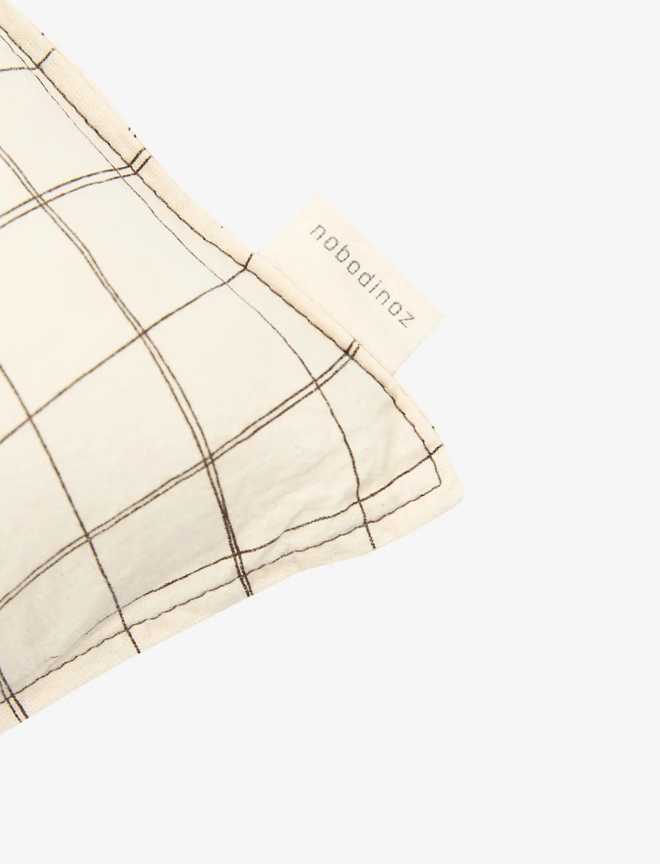 NOBODINOZ - Embroidered rectangular cushion L1N0 in washed French linen - dekorative kissen - natural grid - 2