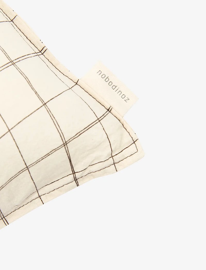 NOBODINOZ - Embroidered rectangular cushion L1N0 in washed French linen - dekorative kissen - natural grid - 2