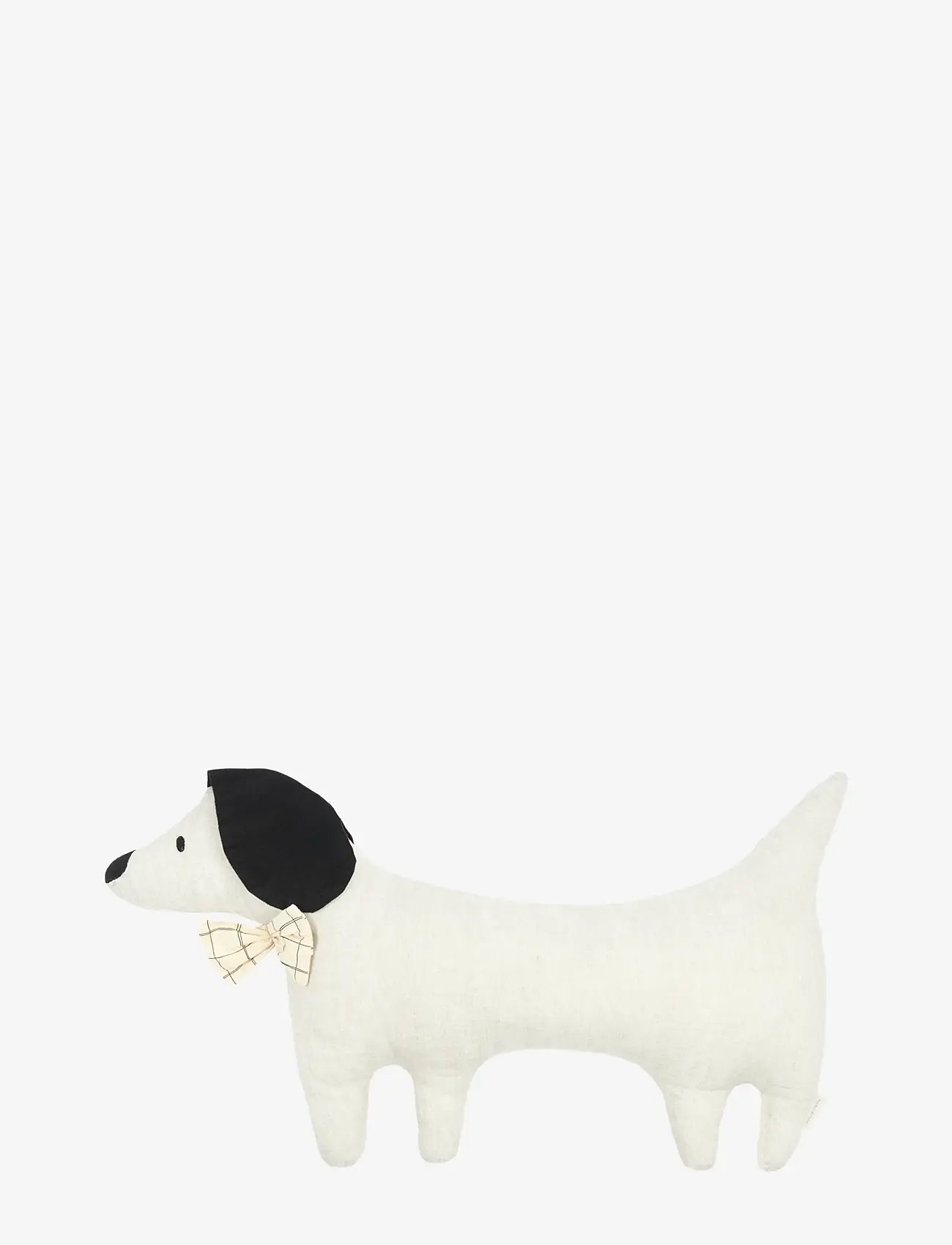 NOBODINOZ - Cushion L1N0 in washed French linen - Toby the dog - mjukisdjur - greige - 0
