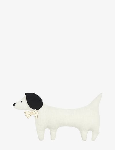 NOBODINOZ Cushion L1N0 in washed French linen - Toby the dog - Pehmed loomad - GREIGE / beige