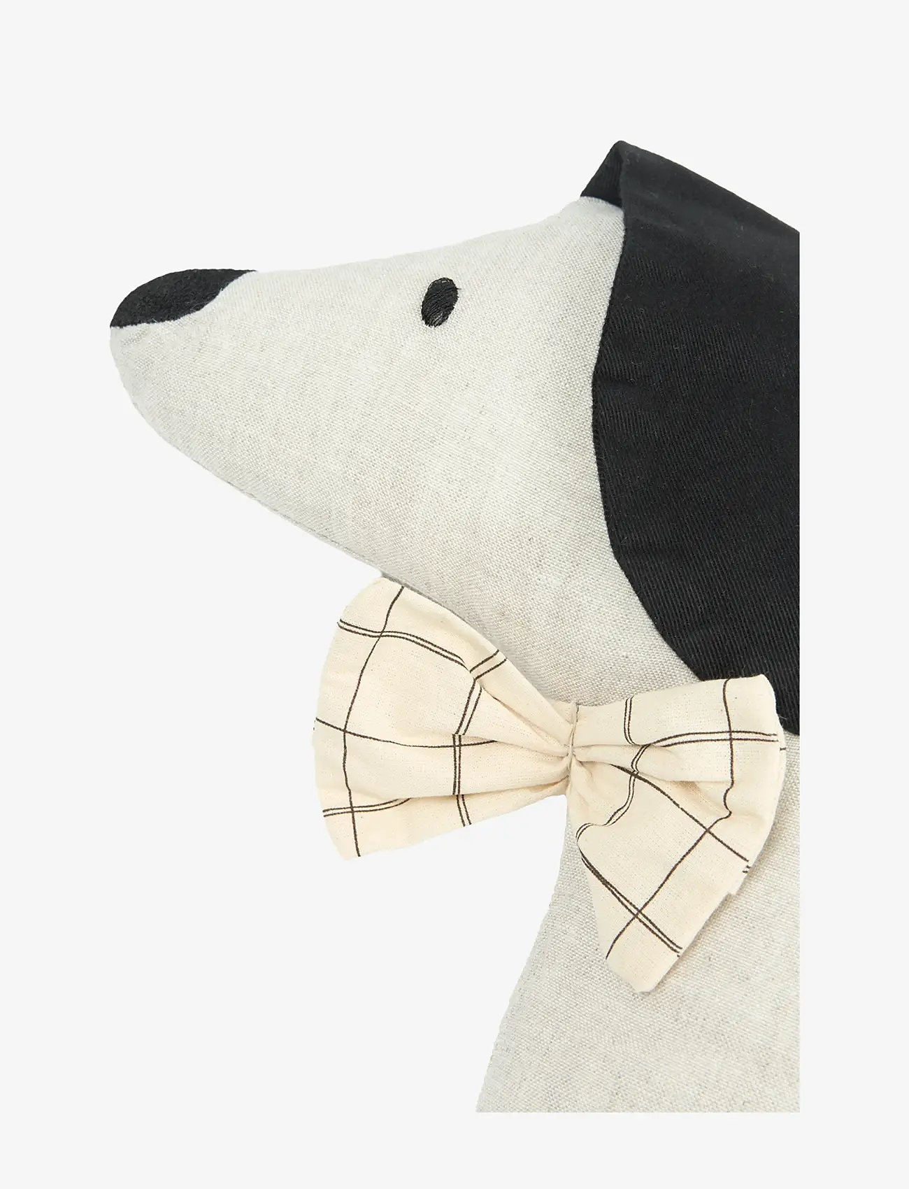 NOBODINOZ - Cushion L1N0 in washed French linen - Toby the dog - mjukisdjur - greige - 1