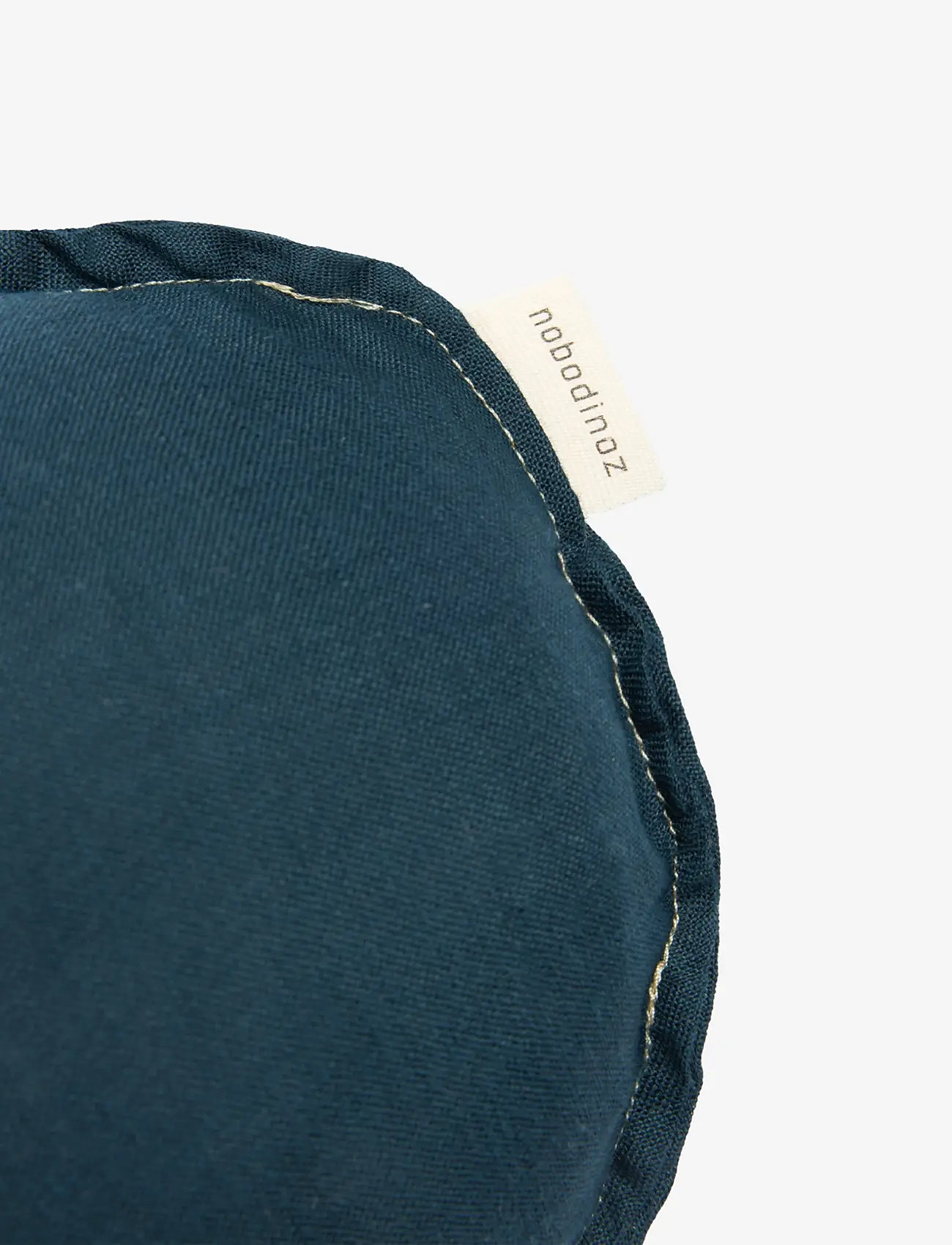 NOBODINOZ - Cloud cushion L1N0 in washed French  linen - Bird embroidery - throw pillows - deep blue - 2