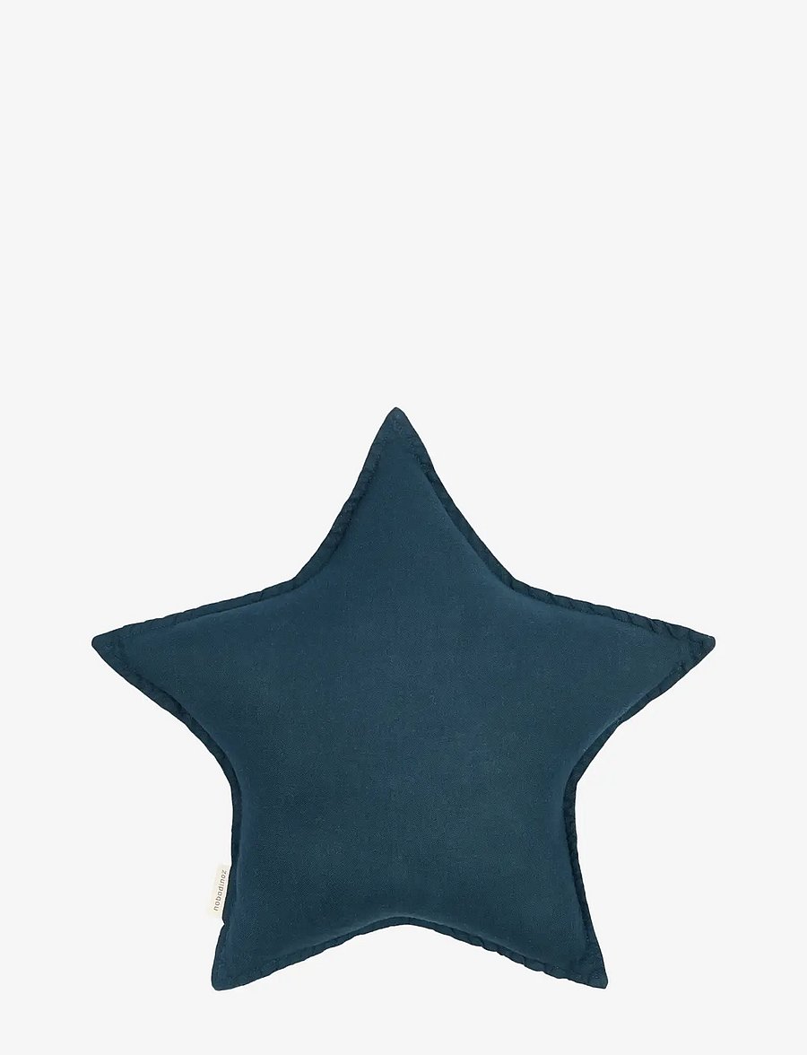NOBODINOZ - Star cushion L1N0 in washed French linen - dekorative kissen - deep blue - 0