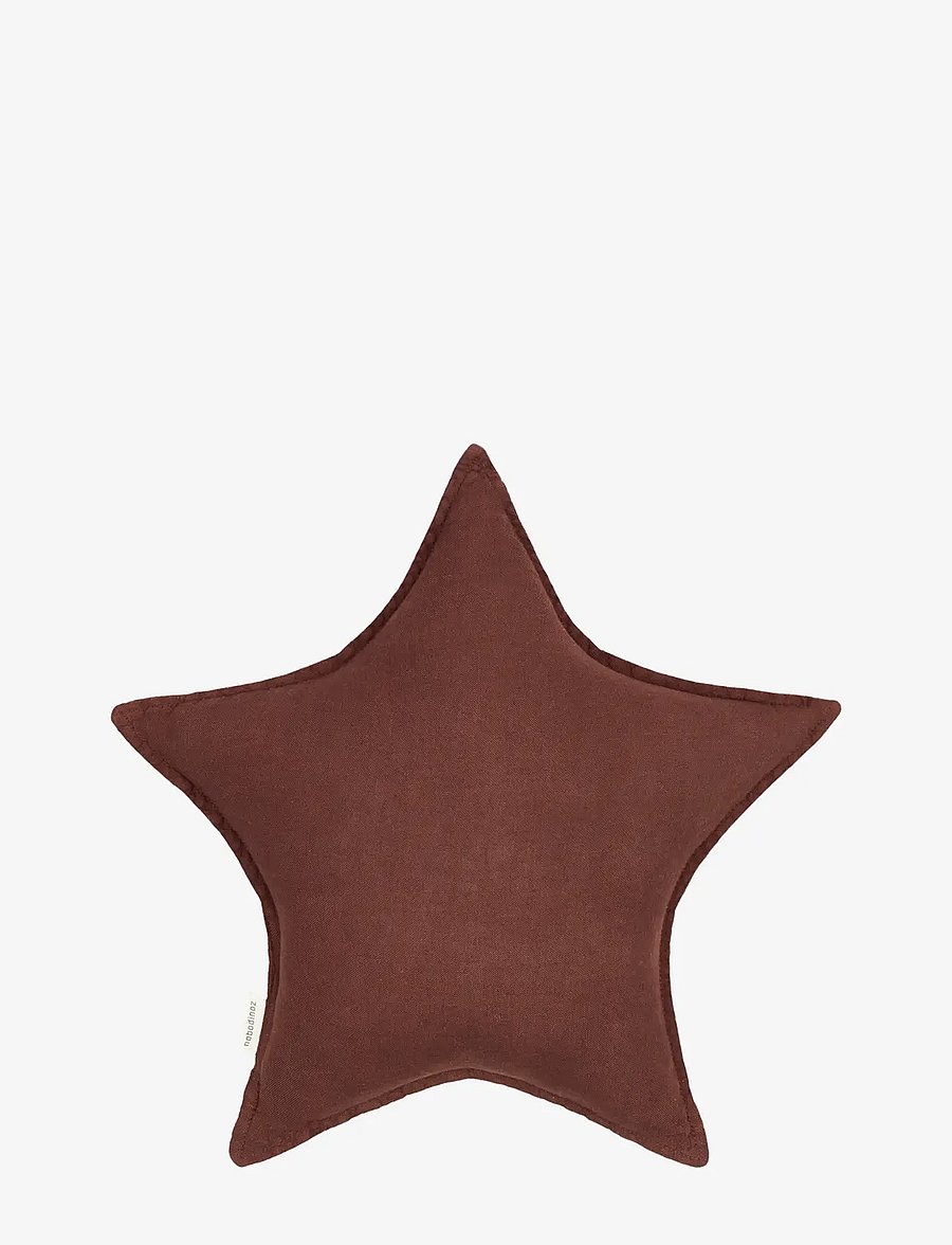 NOBODINOZ - Star cushion L1N0 in washed French linen - dekorative kissen - prune - 0