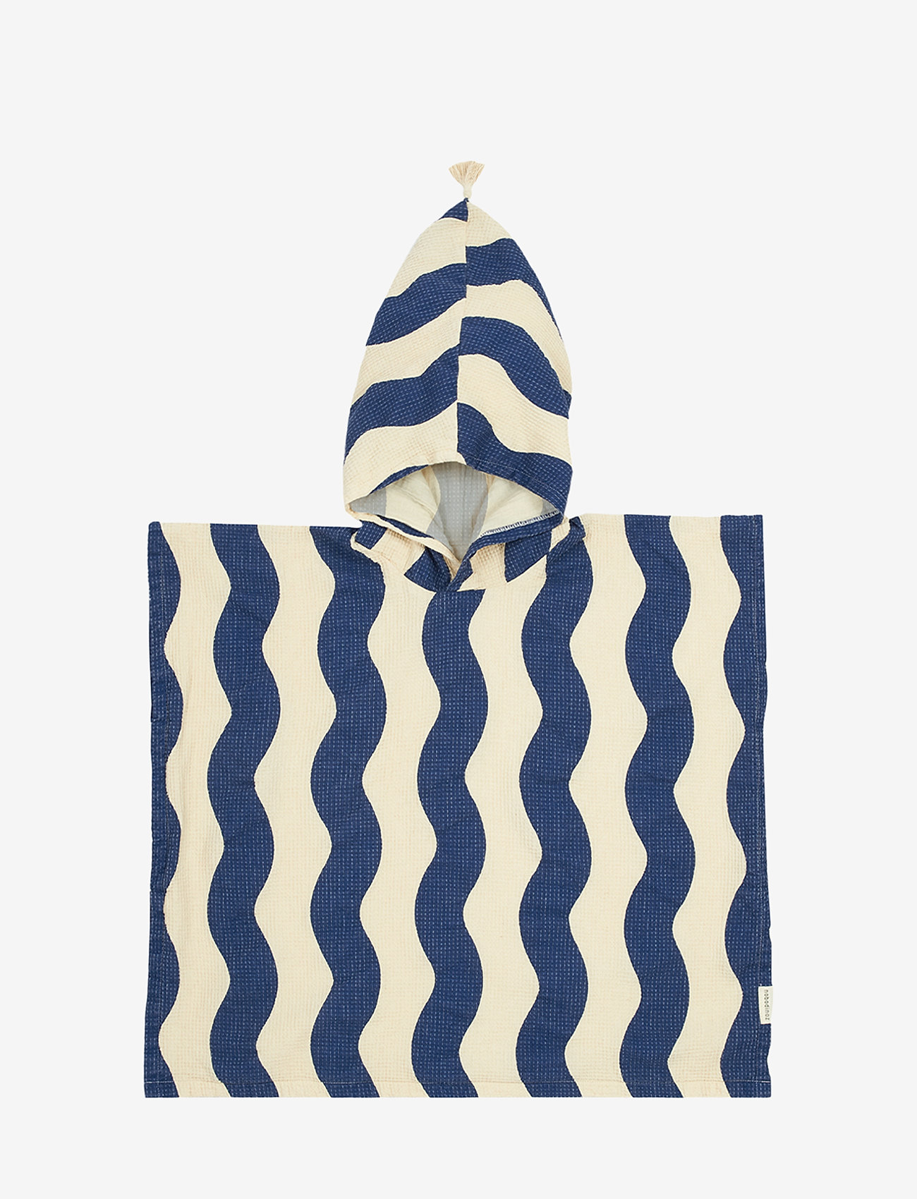 NOBODINOZ - PORTOFINO PONCHO 6-9Y MUSLIN LINING - badekåber - blue waves waffle - 1