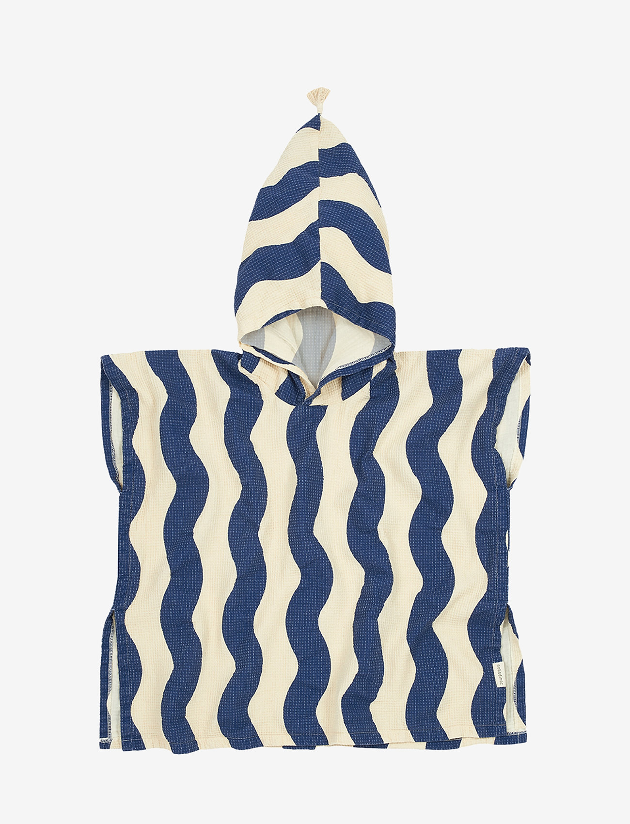 NOBODINOZ - PORTOFINO PONCHO 6-9Y MUSLIN LINING - badekåber - blue waves waffle - 2