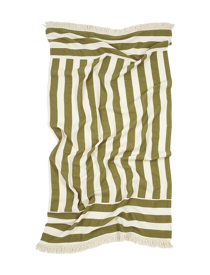NOBODINOZ - PORTOFINO BEACH TOWEL 84X150 - rätikud - pistachio stripes waffle - 1