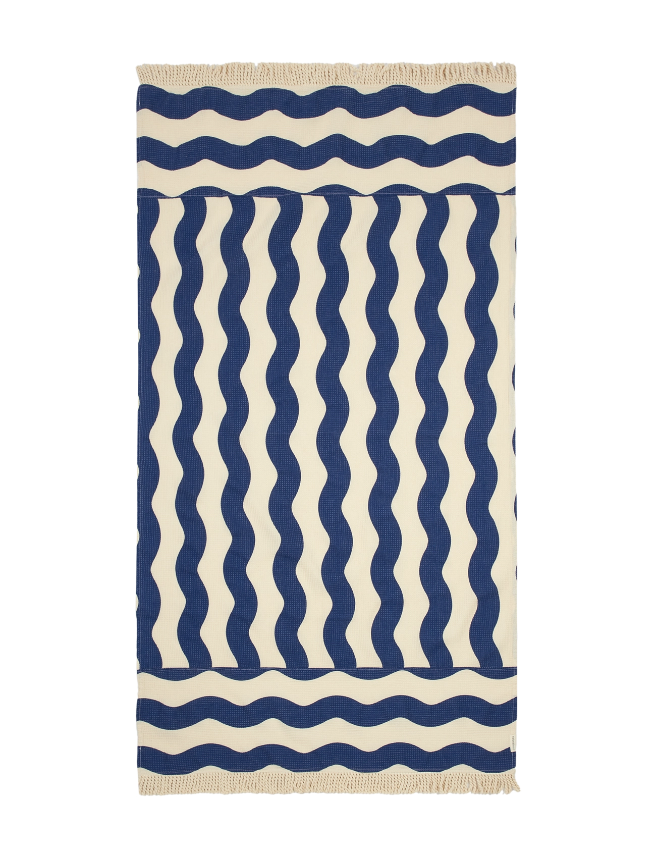 NOBODINOZ PORTOFINO BEACH TOWEL 84X150 - Vanniaeg - BLUE WAVES WAFFLE / navy