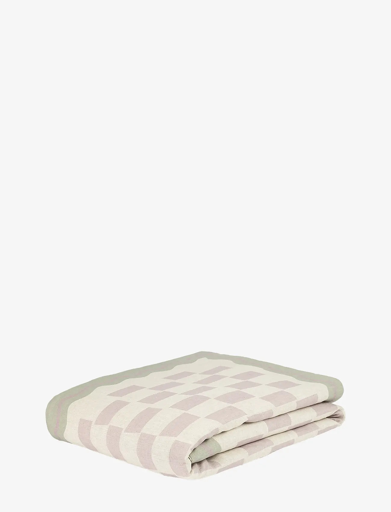 NOBODINOZ - VIBES QUILT IN FRENCH LINEN 115X145 - tæpper - green - 0