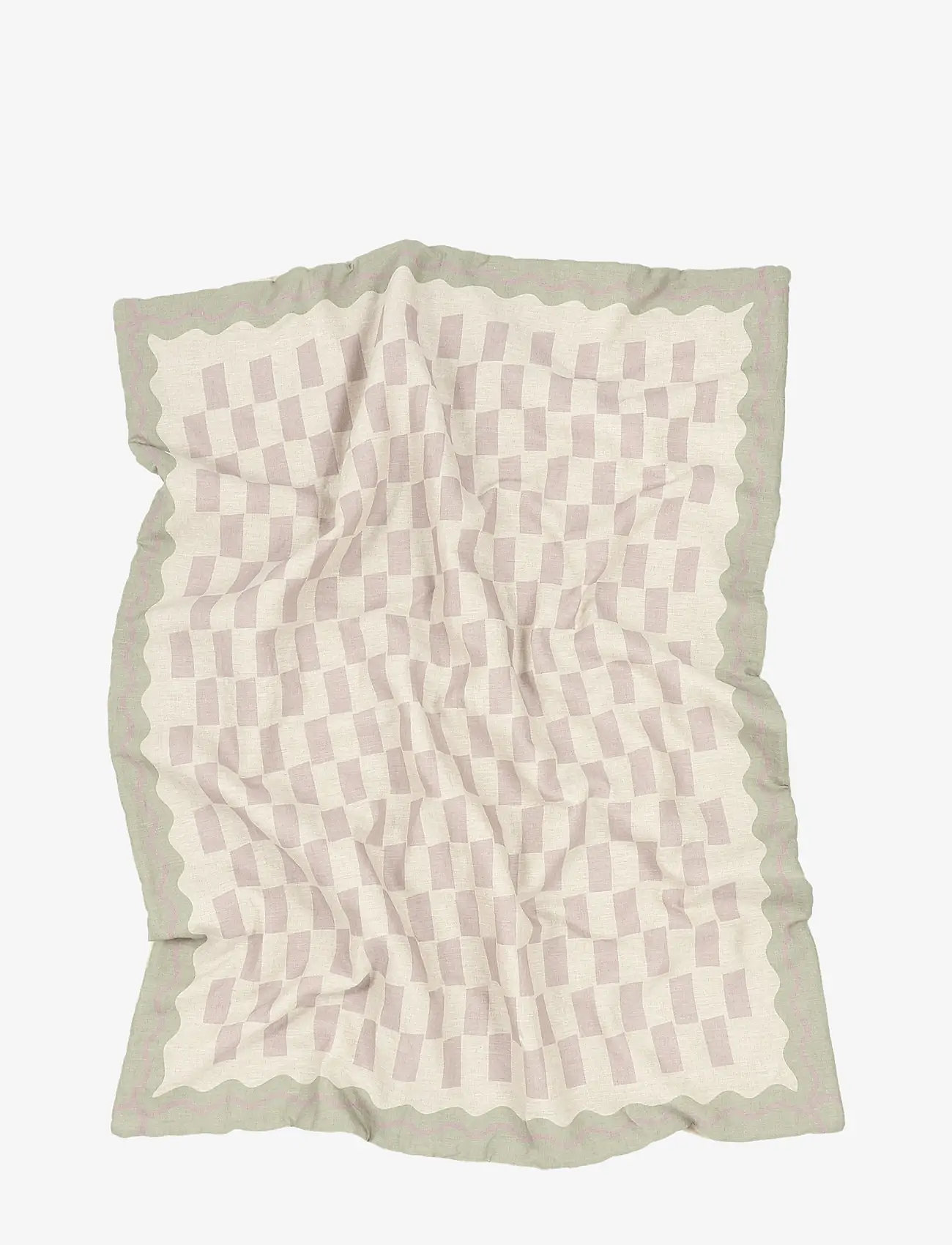 NOBODINOZ - VIBES QUILT IN FRENCH LINEN 115X145 - tæpper - green - 3