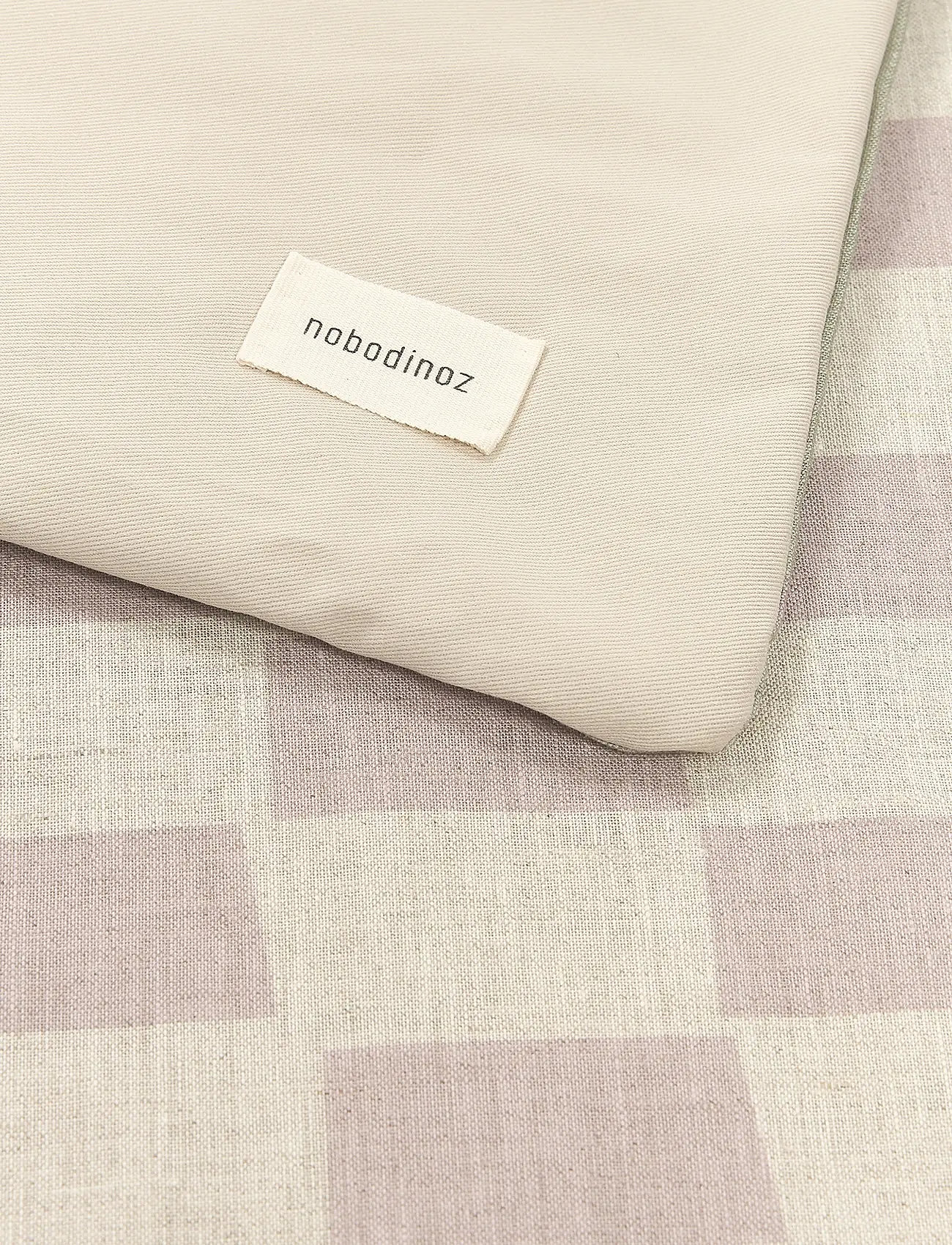 NOBODINOZ - VIBES QUILT IN FRENCH LINEN 115X145 - tæpper - green - 5