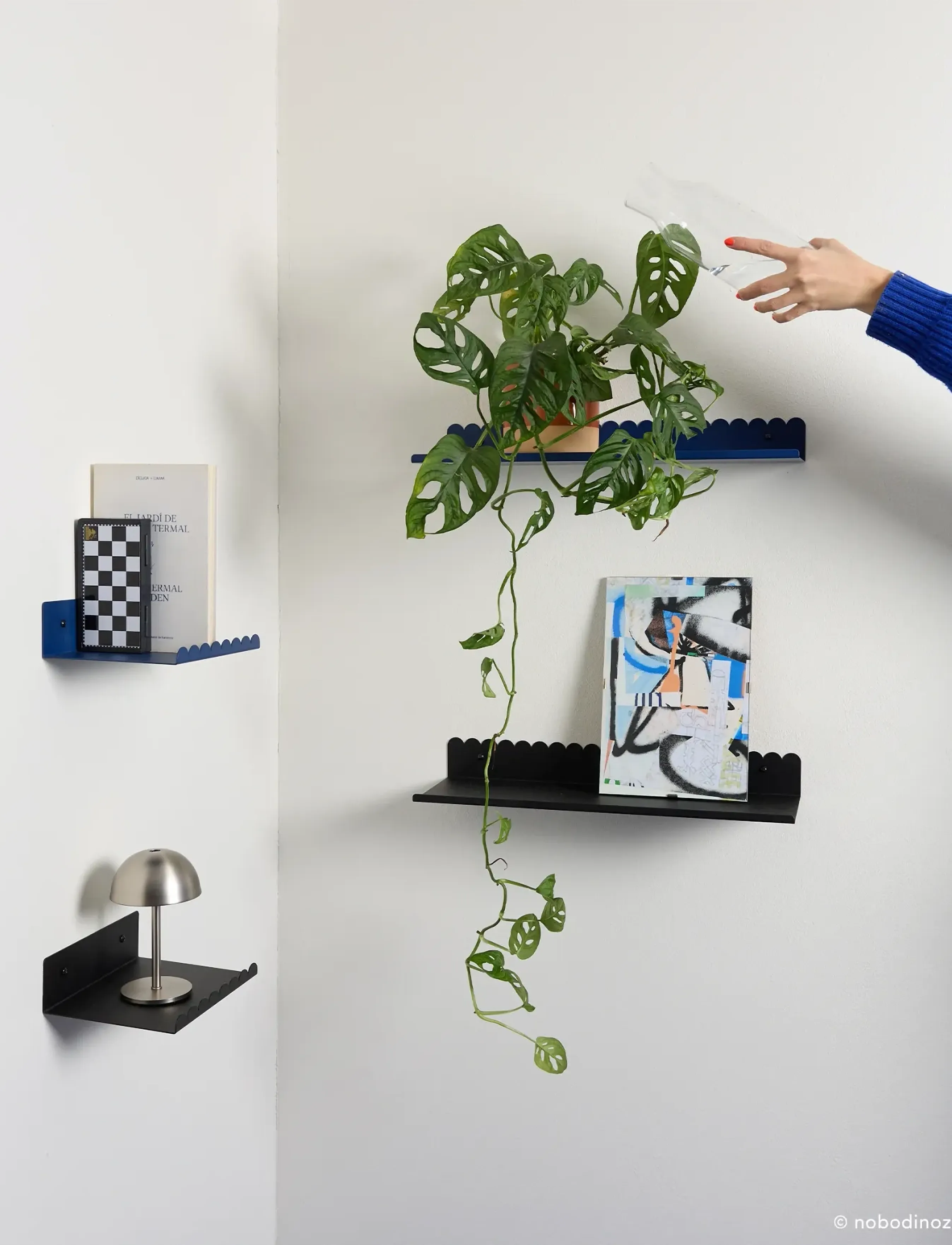 NOBODINOZ Steel Wall Shelf Large 50X16X6, One Size, Furniture, Marineblau - Shelves, Kinder