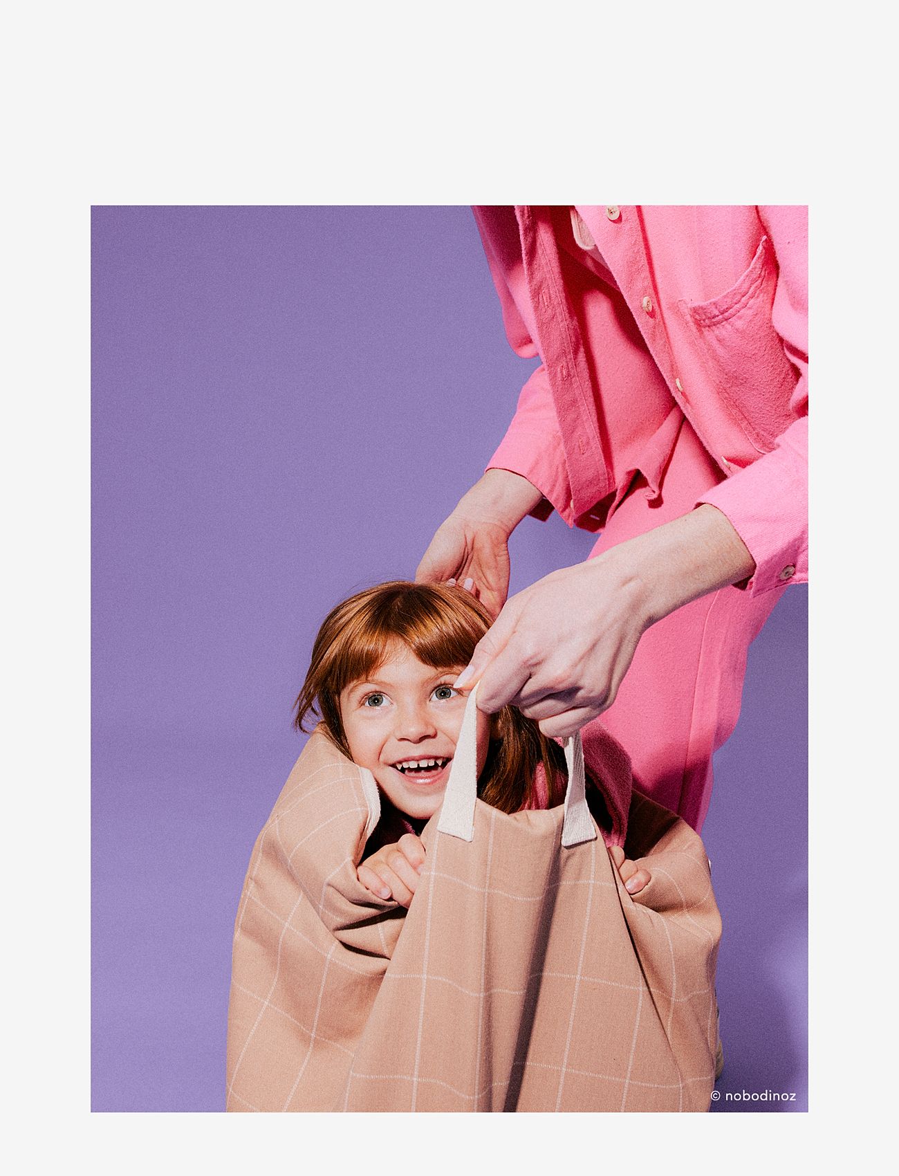 NOBODINOZ - STORAGE BASKET 41X37X37 - aufbewahrungskörbe - taupe grid - 2