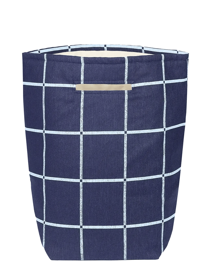 NOBODINOZ - VIBES LARGE STORAGE BASKET 44X56X28 - aufbewahrungskörbe - navy blue windowpane - 0