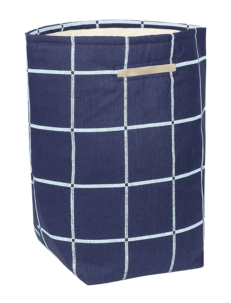 NOBODINOZ - VIBES LARGE STORAGE BASKET 44X56X28 - aufbewahrungskörbe - navy blue windowpane - 1
