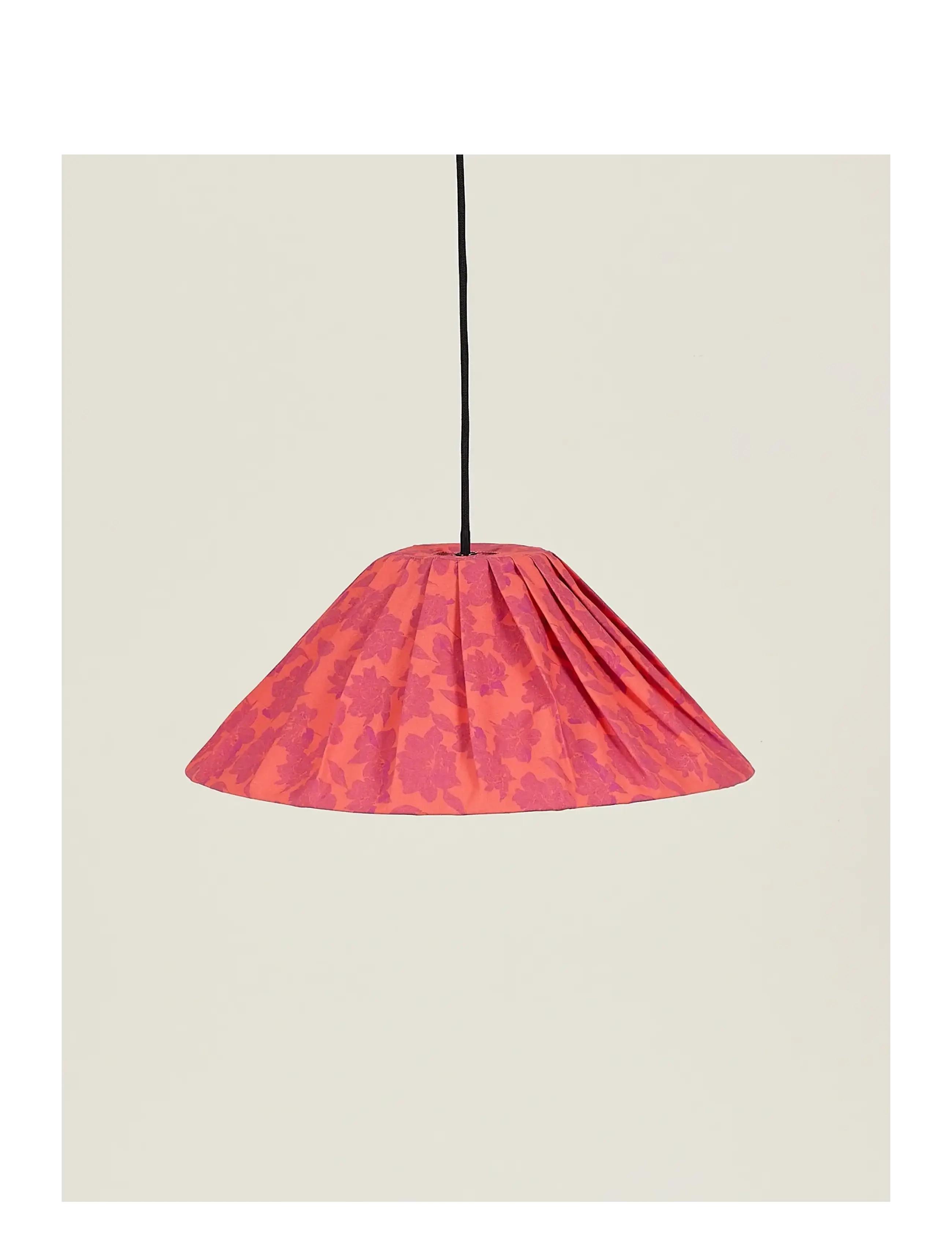 NOBODINOZ Pleated pendant lampshade diam. 50cm Ava - Lastetuba - RED PEONIES / pink/rose